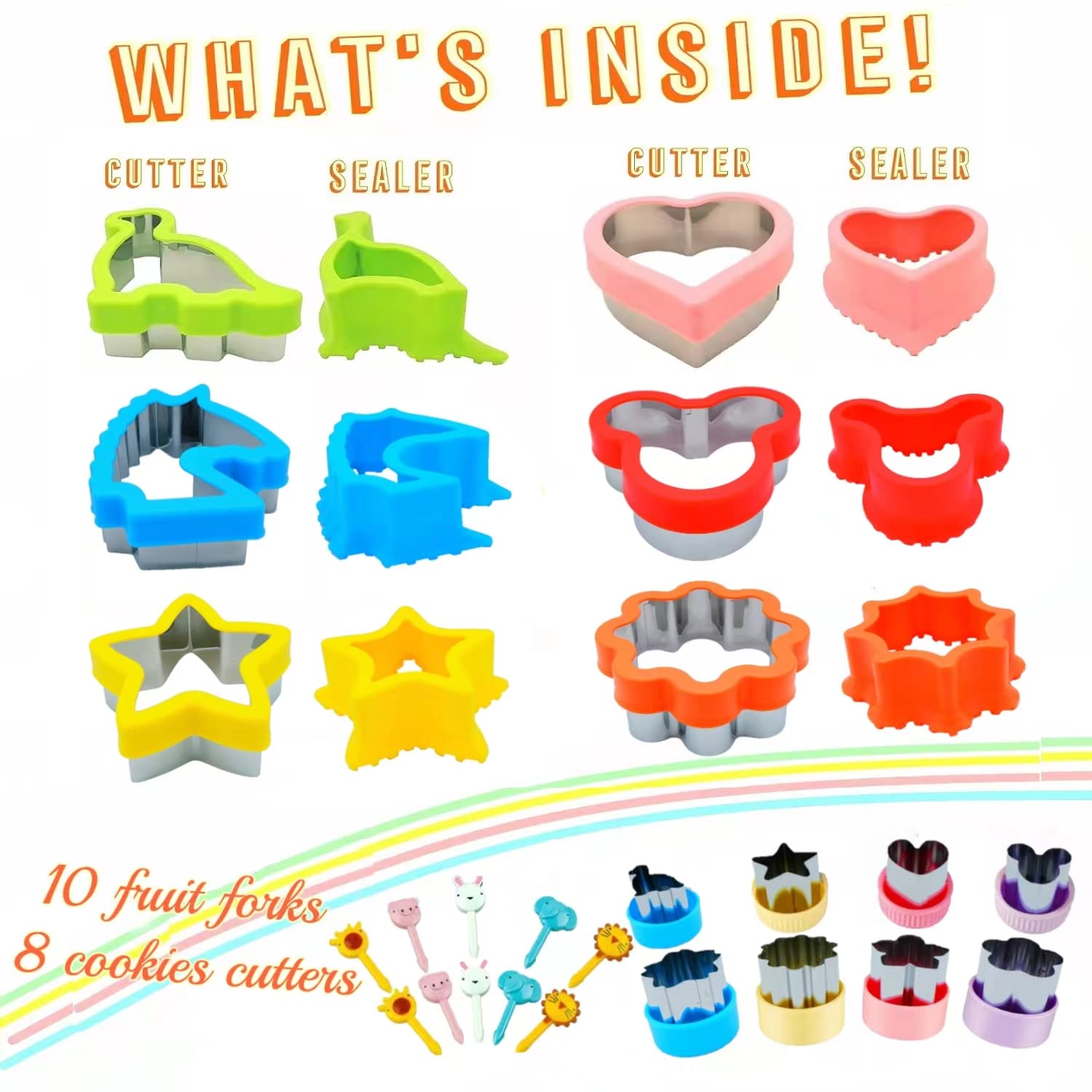 Uncrustables Sandwich Maker Kit - 24pc Sandwich Cutter & Sealer Set for Kids | Crustless Bread Cookie Cutters | Perfect for School Lunch Boxes, Bento Boxes & Homemade Snacks