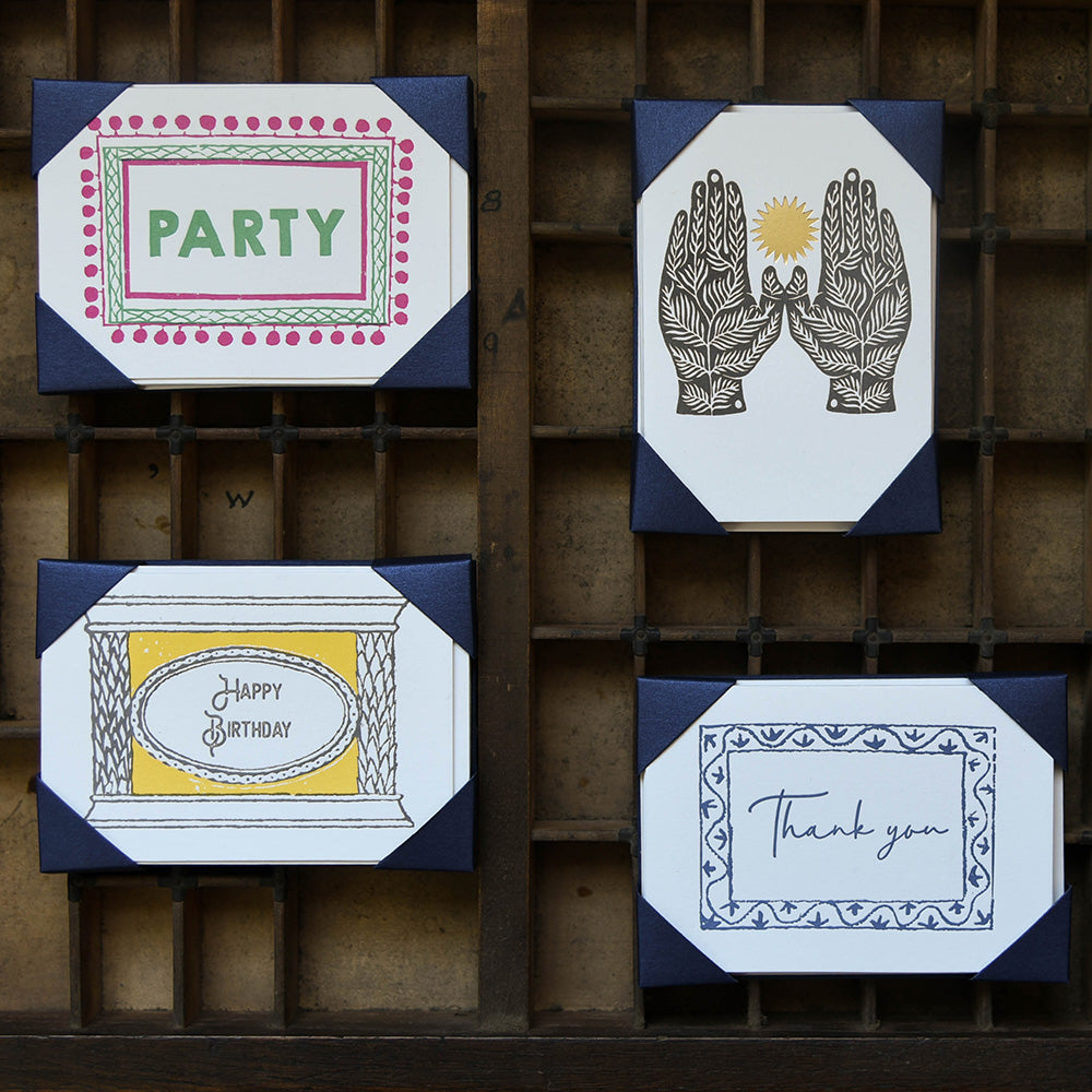 Handmade Letterpress Greeting Cards - Pack of 5 Blank Note Cards for Weddings, Birthdays & Thank You Notes | Eco-Friendly Stationery for Special Occasions