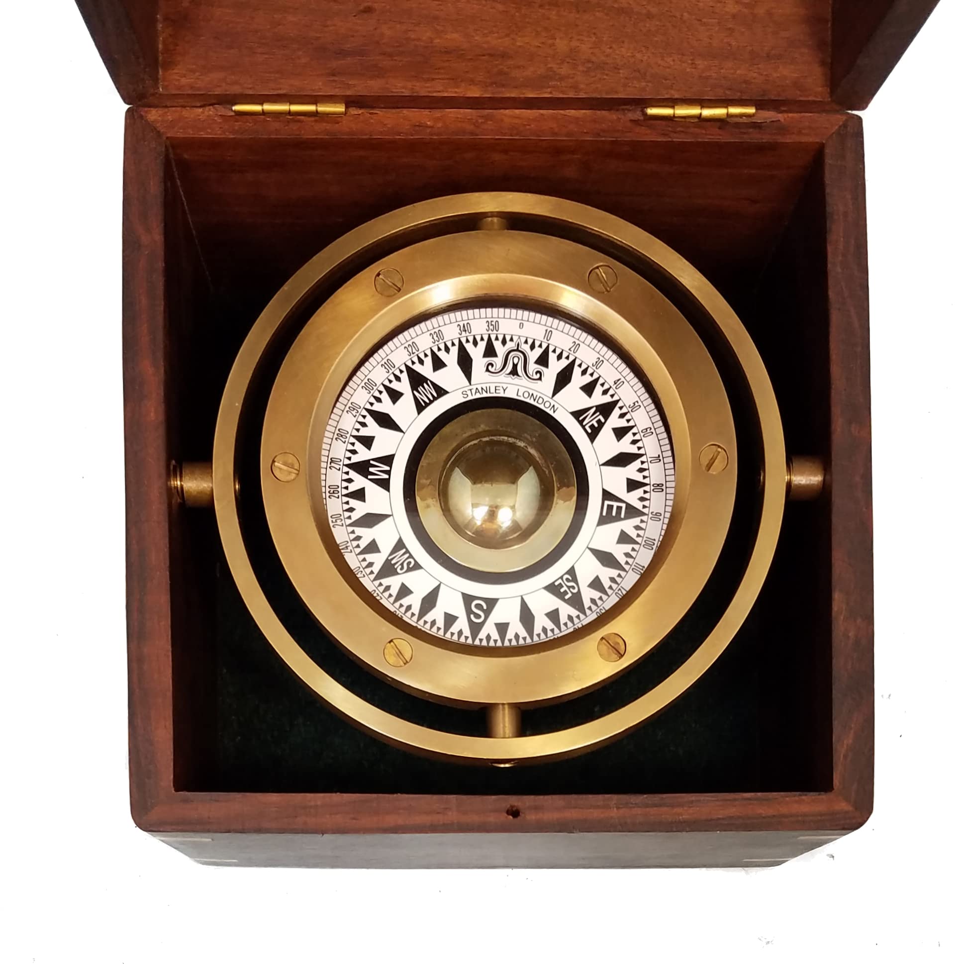 Personalized Large Wooden Desk Compass Gift for Men - Engraved Compass for Graduation, Baptism, Confirmation, Promotion & Retirement - Antique Brass Gimbaled Compass in Wooden Gift Box - Perfect Office Decor & Executive Gift Idea