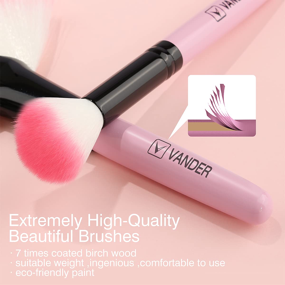 VANDER 32pcs Professional Makeup Brush Set - Soft Synthetic Kabuki & Eyebrow Brushes for Flawless Makeup Application