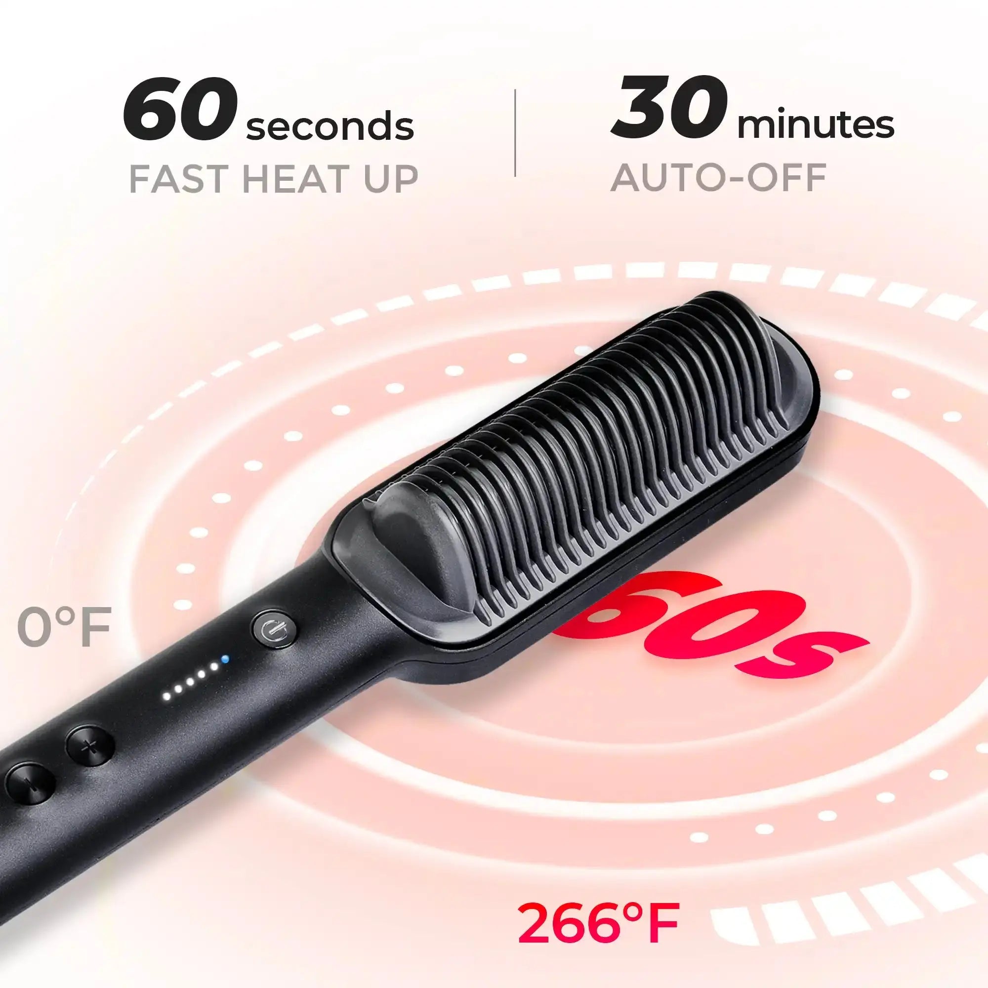 Tymo Hair Straightening Comb - Ionic Ceramic Flat Iron Brush for Smooth & Shiny Hair - Perfect for Home Use, Travel & Salon Styling