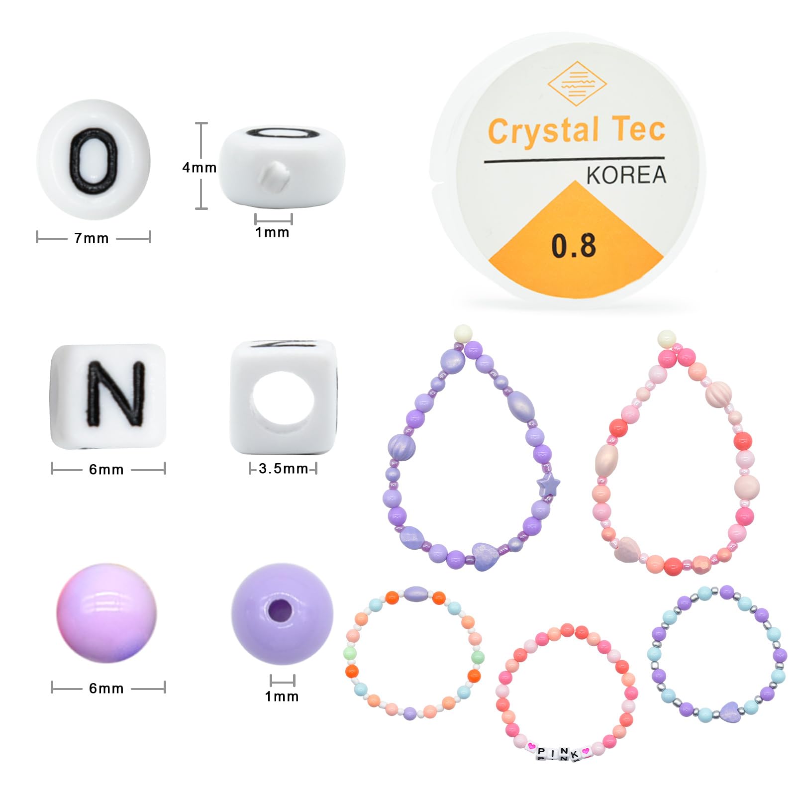 2500PCS Friendship Bracelet Making Kit with 8mm Rainbow Kandi Beads, 1200 Letter Beads & 48 Color Acrylic Beads - DIY Jewelry Craft Supplies for Teens, Kids, Parties & Gifts