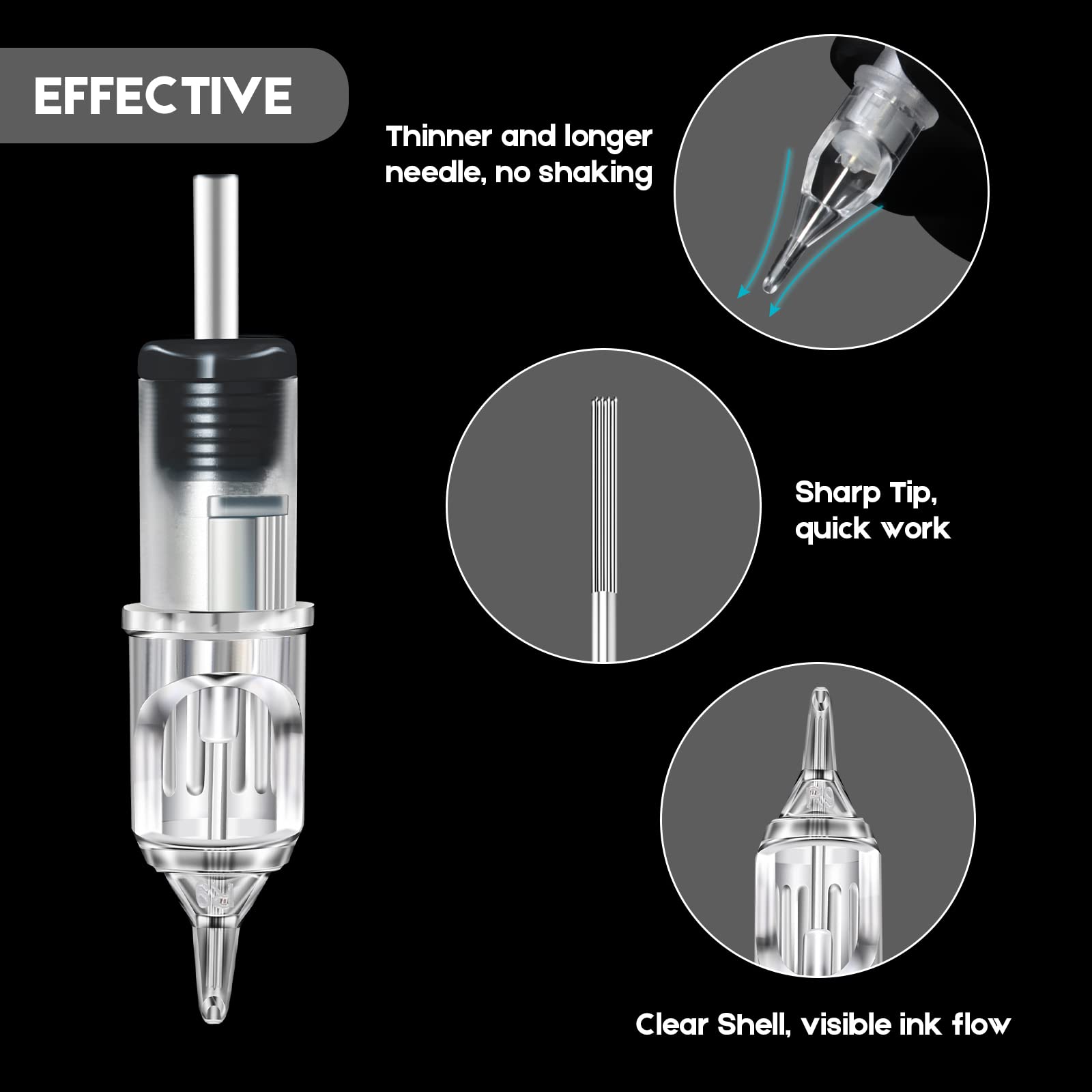 Emalla 20Pcs Disposable Tattoo Needles 1205RL Round Line Cartridge - 0.35mm Standard Tattoo Machine Needles for Beginners & Professional Artists | Perfect for Tattoo Kits, Body Art & Permanent Makeup