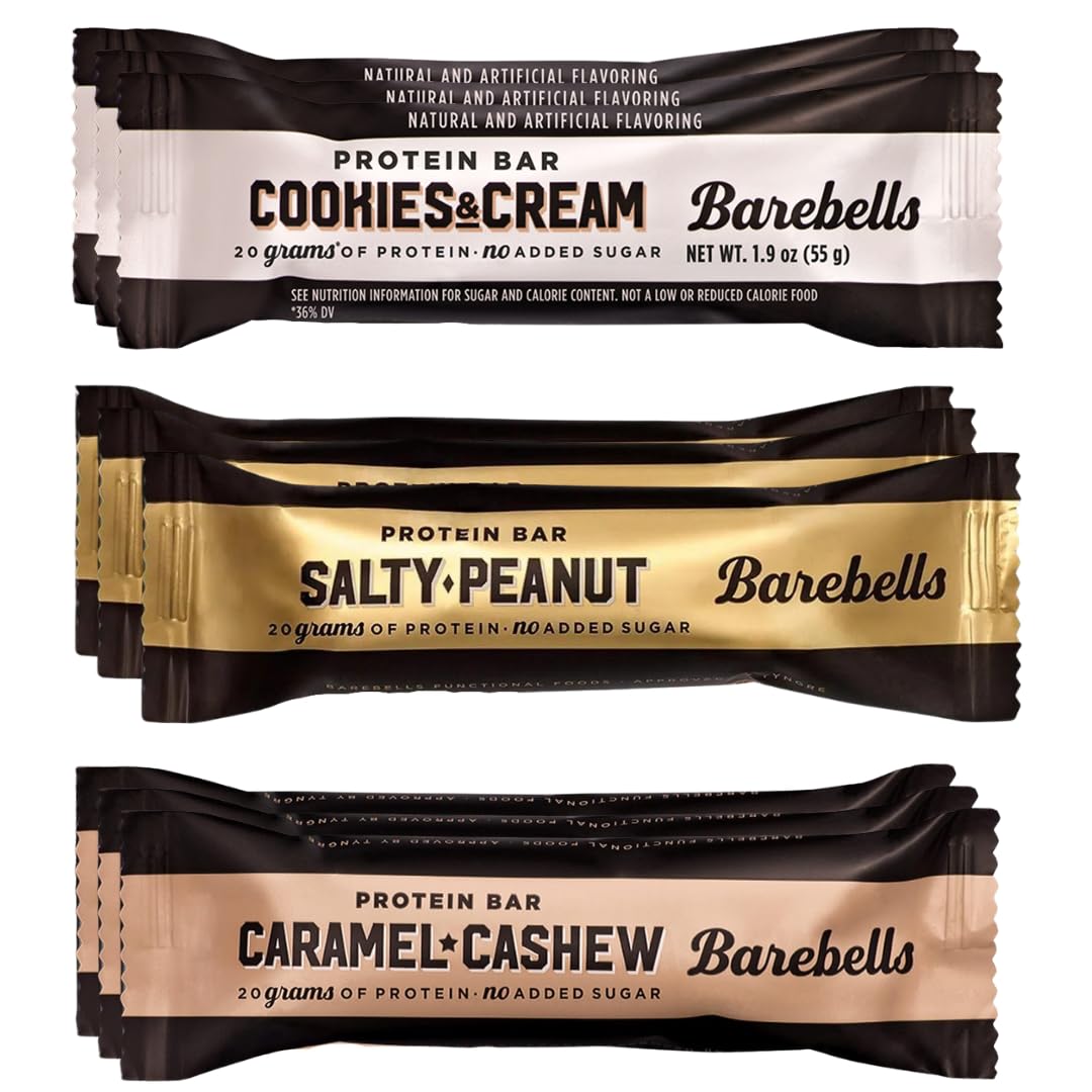 Barebels High Protein Bars Variety Pack - 20g Protein per Bar, Low Sugar, Gluten Free Snacks (9 Pack) - Perfect for Gym, Workout Recovery & Healthy On-the-Go Nutrition