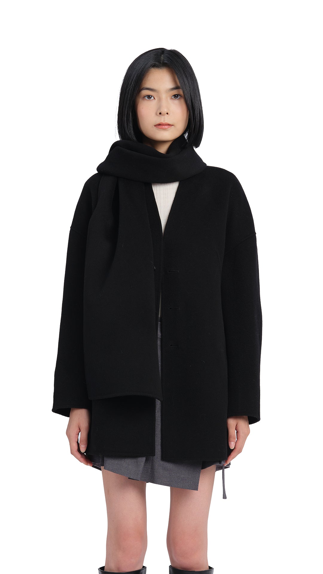 Double Face Jacket with Detachable Scarf - Winter Warm Reversible Coat for Women & Men | Outdoor Hiking, Travel & Casual Wear