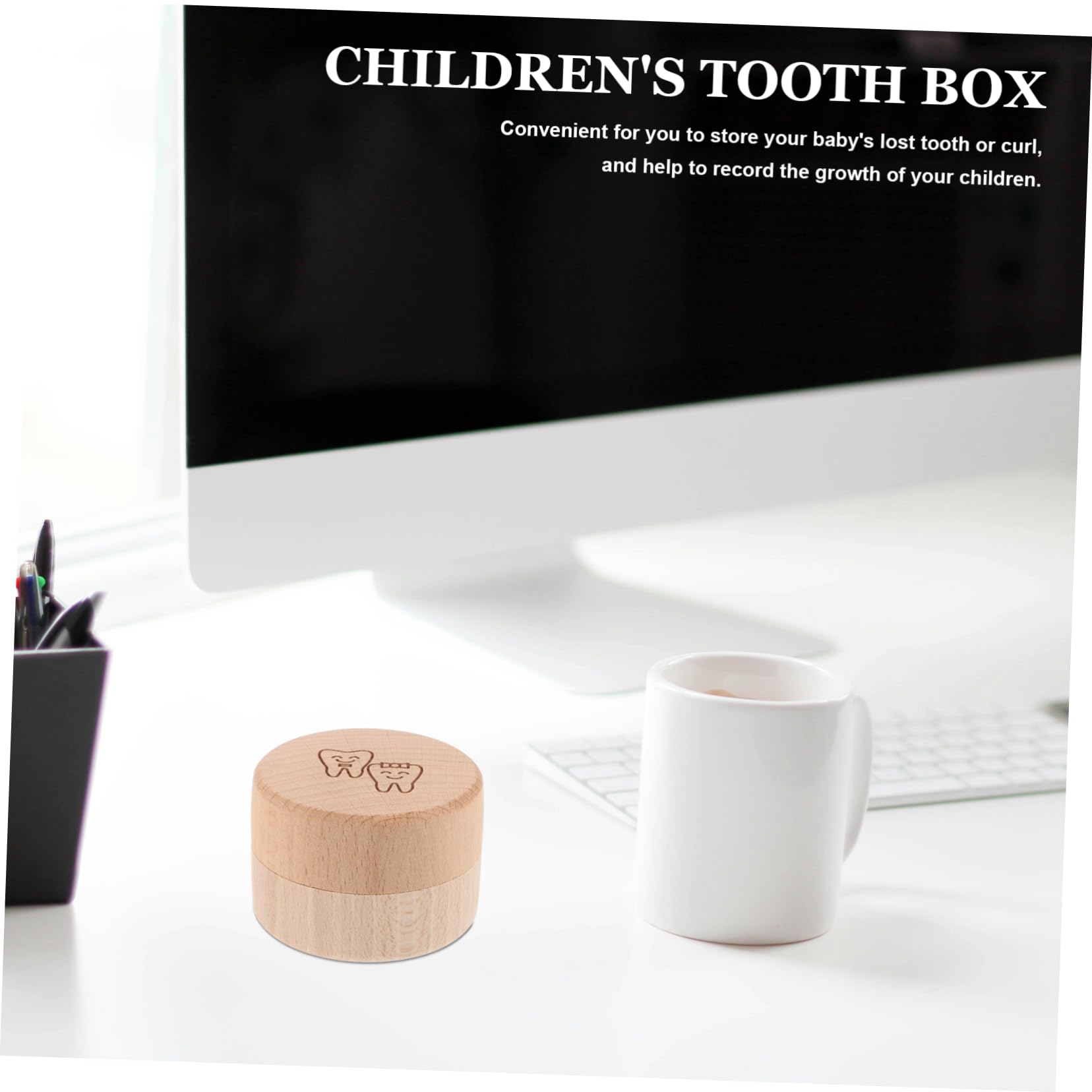 PRETYZOOM Wooden Tooth Saver Box for Kids - Baby Teeth Organizer & Keepsake Storage Container with Fetal Hair Holder - Perfect for Baby's First Tooth, Milestone Memories, and Nursery Decor