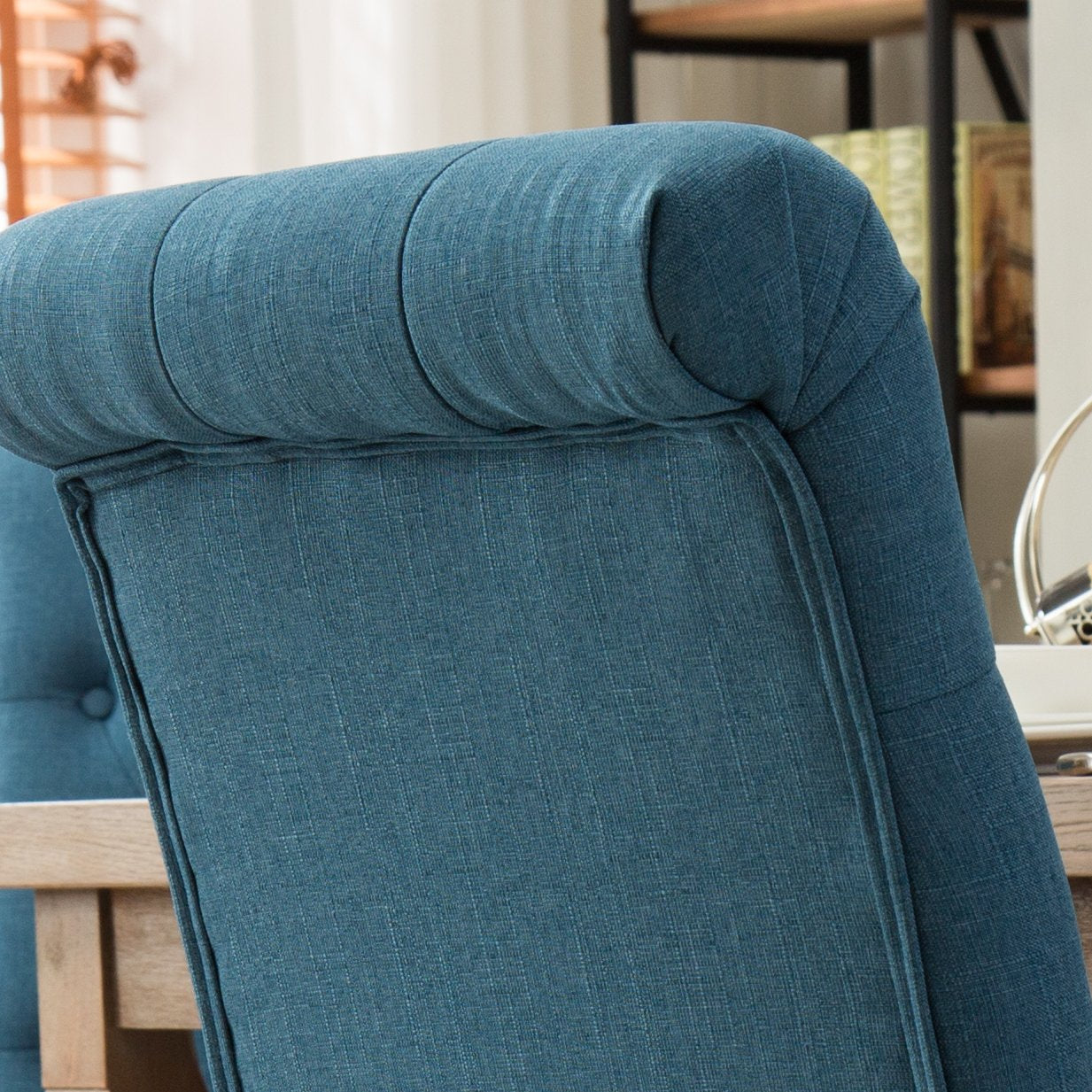 Roundhill Furniture Habit Solid Wood Tufted Parsons Dining Chair - Blue Set of 2 - Elegant Modern Dining Room Chairs for Kitchen, Breakfast Nook, and Home Office