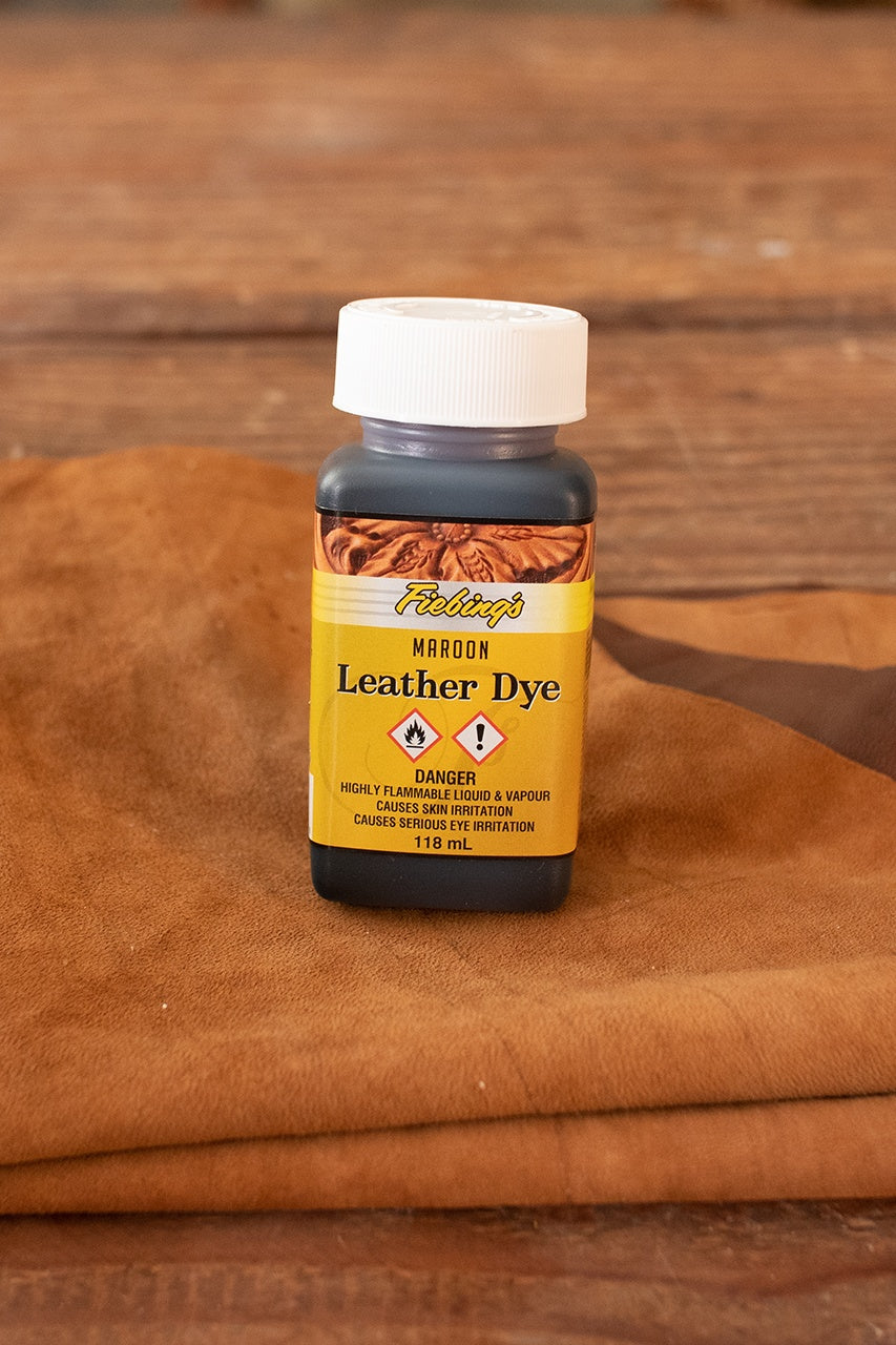Fiebing's Leather Dye - 4 oz (118 ml) Maroon Color - Professional Leather Stain for Shoes, Bags, Belts & DIY Leather Craft Projects