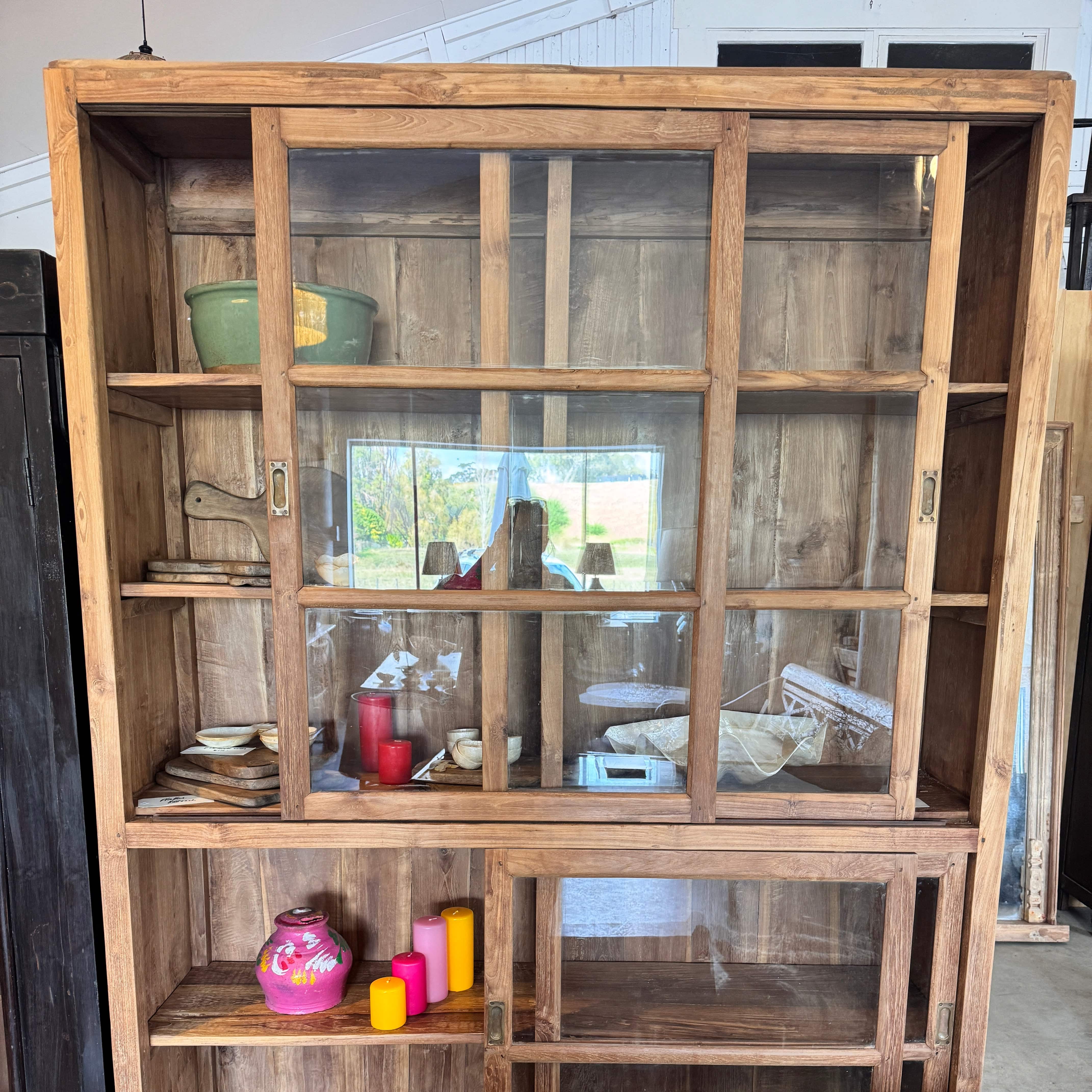 Vintage Teak Wood Cabinet - Handcrafted Solid Teak Storage Cabinet with Carved Details - Perfect for Living Room, Bedroom, or Office Storage