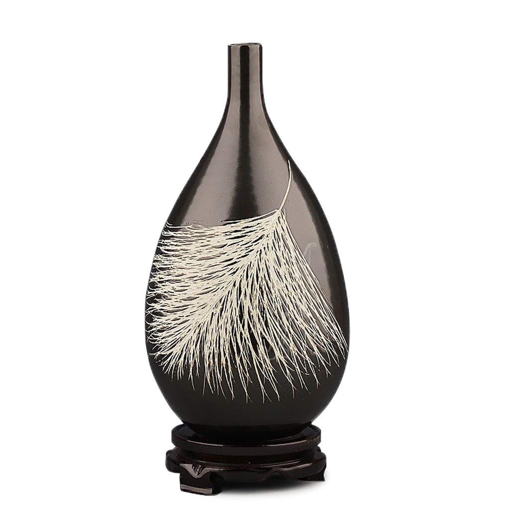 Modern Ceramic Vase - Chinese Angel Feather Design for Home Décor, Living Room, Wine Cabinet & Office Desk | Handcrafted Decorative Crafts with Base (Size A) | Perfect for Centerpieces, Gift Giving & Interior Styling