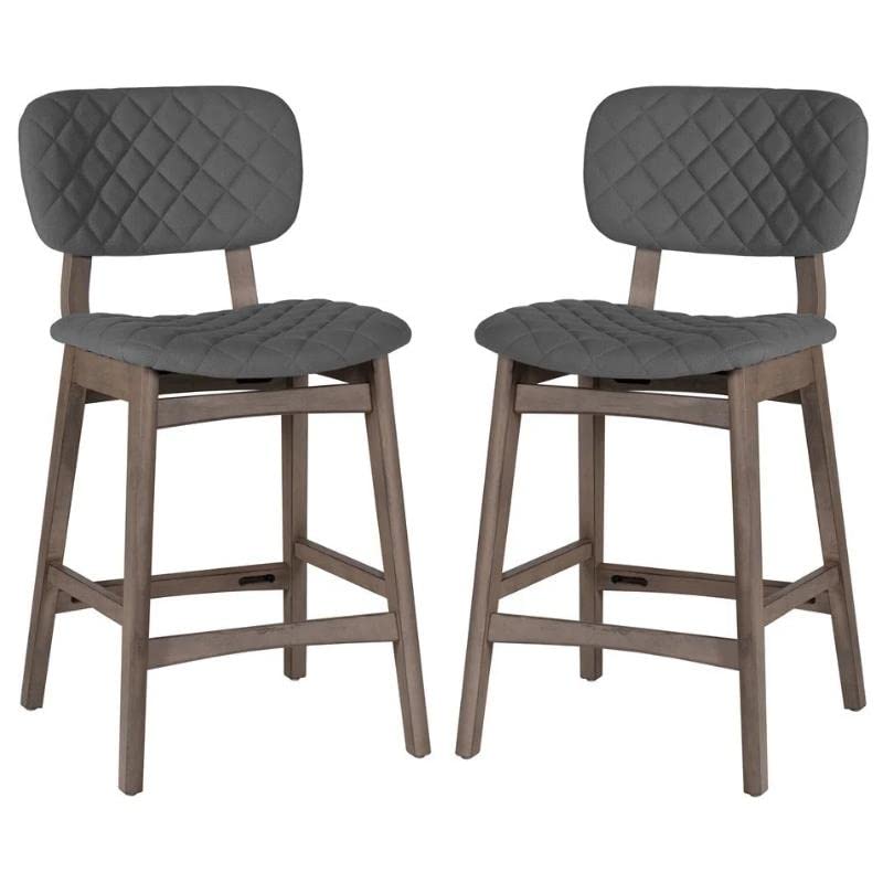 Premium Diamond Stitch Upholstered Bar Stools Set of 2 - Modern Kitchen Counter Height Stools for Dining, Kitchen Island & Home Bar Decor