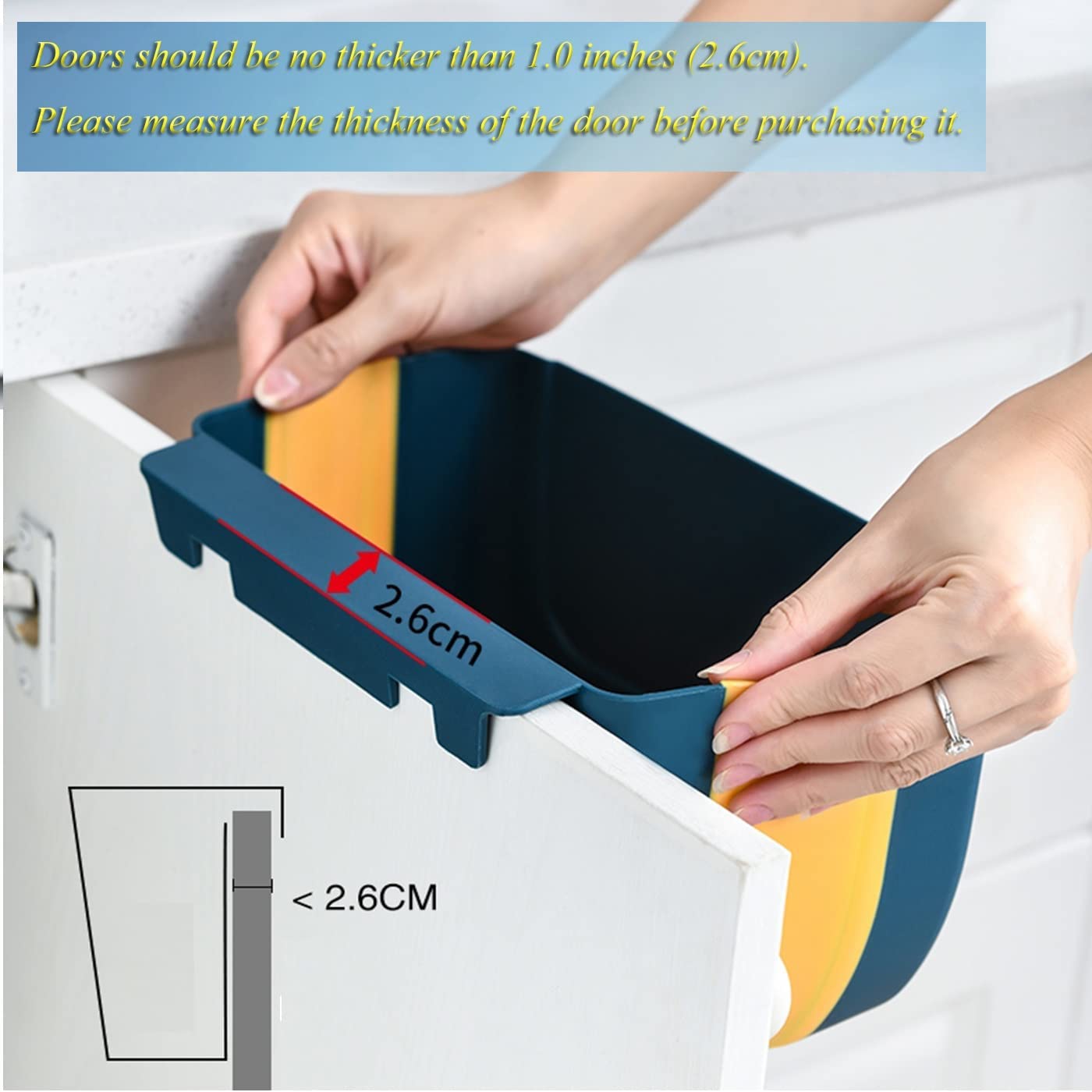 Foldable Hanging Kitchen Trash Can - 3L Collapsible Mini Waste Bin for Cabinet Door, Car, Bedroom & Bathroom | Space-Saving Solution for Small Spaces (Blue) - Perfect for Apartments, RVs, Dorm Rooms & Compact Kitchens