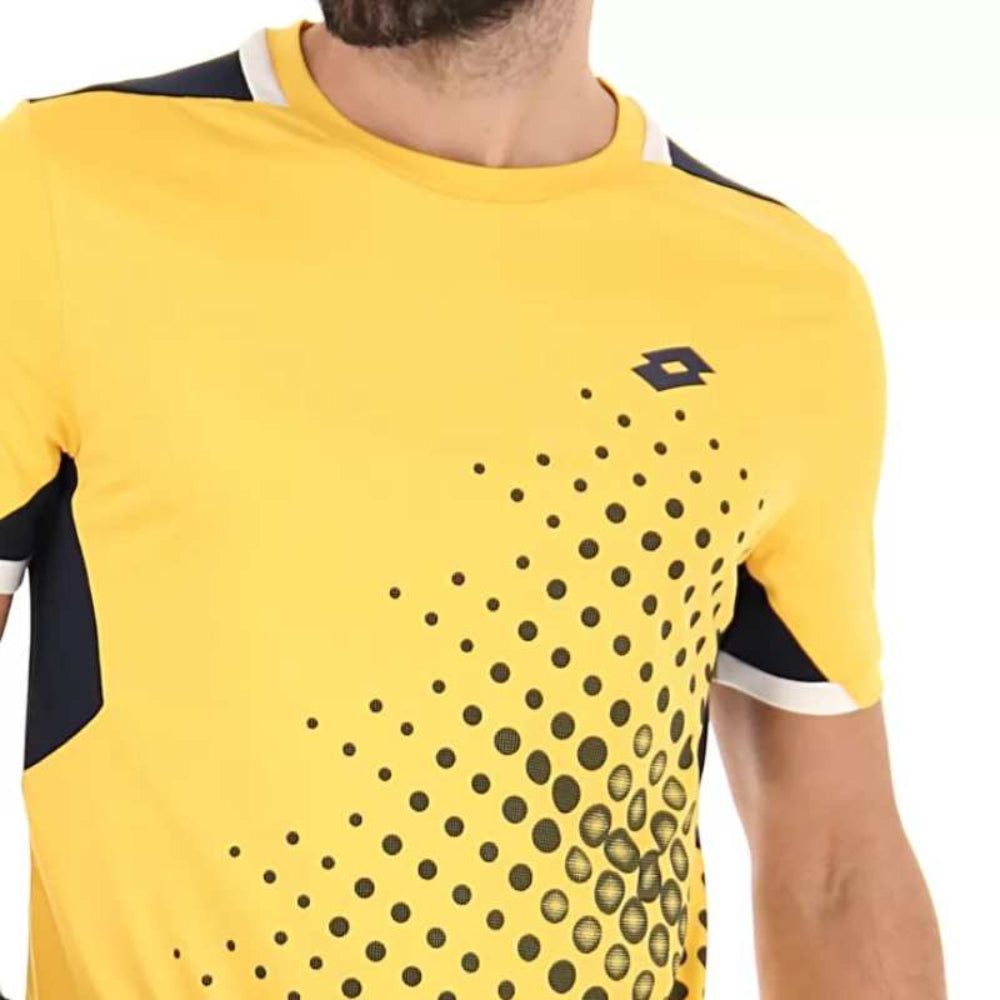 Lotto Men's IV 1 Top Athletic Shirt - Saffron & Navy Blue Performance Jersey for Soccer, Running & Training - Breathable & Lightweight Sports Apparel