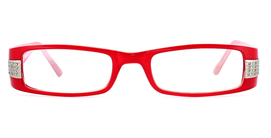 Premium Low Profile Rectangle Reading Glasses JV535 - Stylish Red Frames for Women & Men - Perfect for Reading, Computer Use & Fashion Accessories