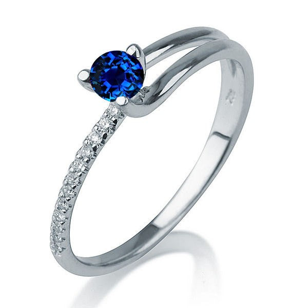 1.25 Carat Round Cut Sapphire & Moissanite Diamond Engagement Ring in 10k White Gold - Perfect for Proposals, Weddings & Anniversary Gifts
