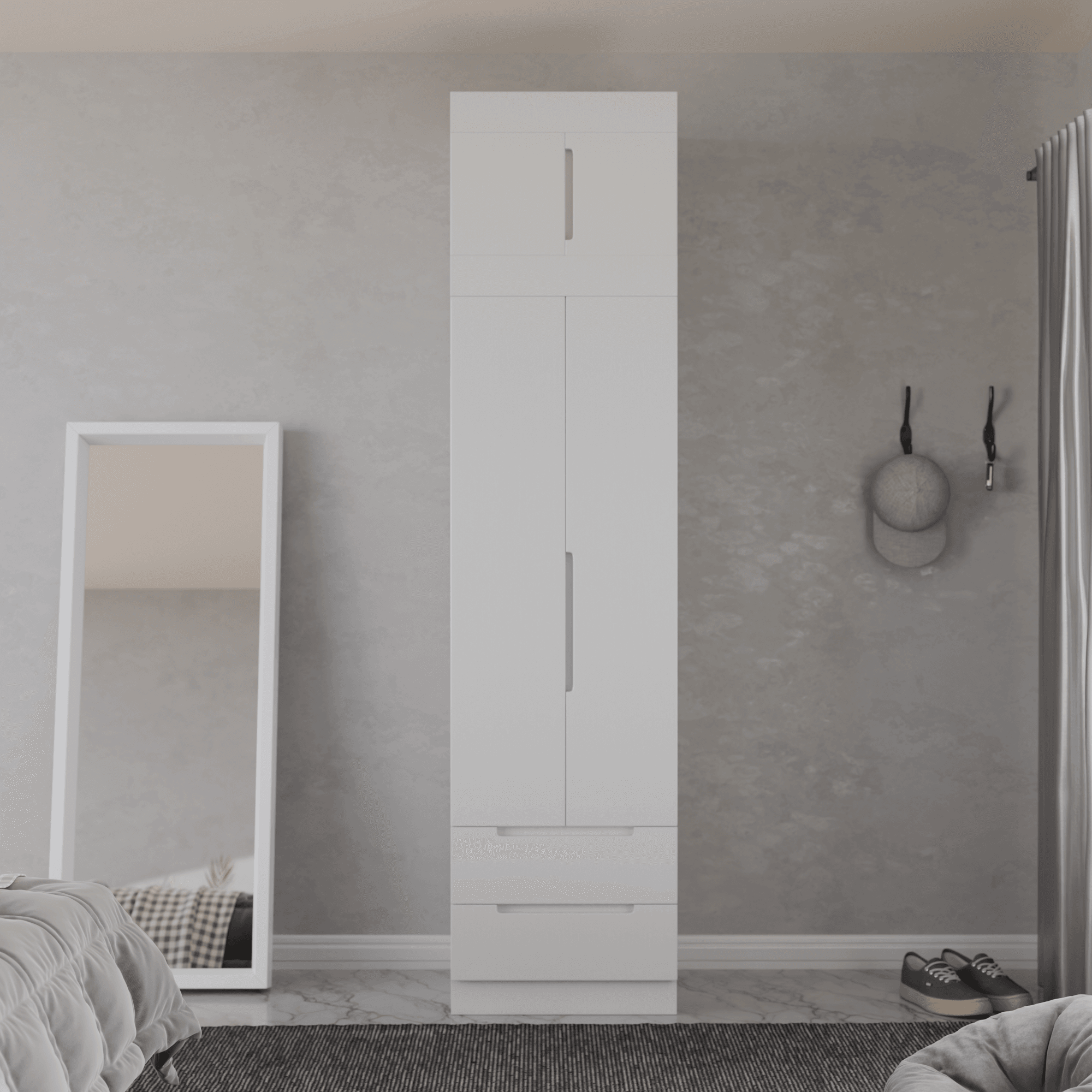 Harris 2 Door Open Wardrobe with Top Shelf - Modern Closet Organizer for Bedroom, Living Room & Entryway Storage