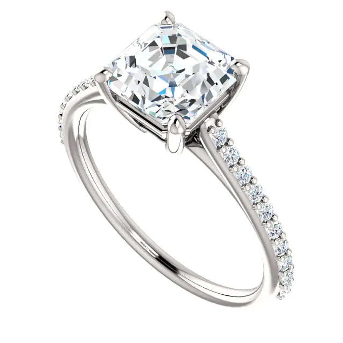 3.90 CT Asscher Cut Moissanite Engagement Ring Wedding Bridal Set, 4-Prong Solitaire Diamond Ring for Women, Vintage Antique Silver Promise Ring - Perfect for Proposals, Anniversaries & Special Occasions