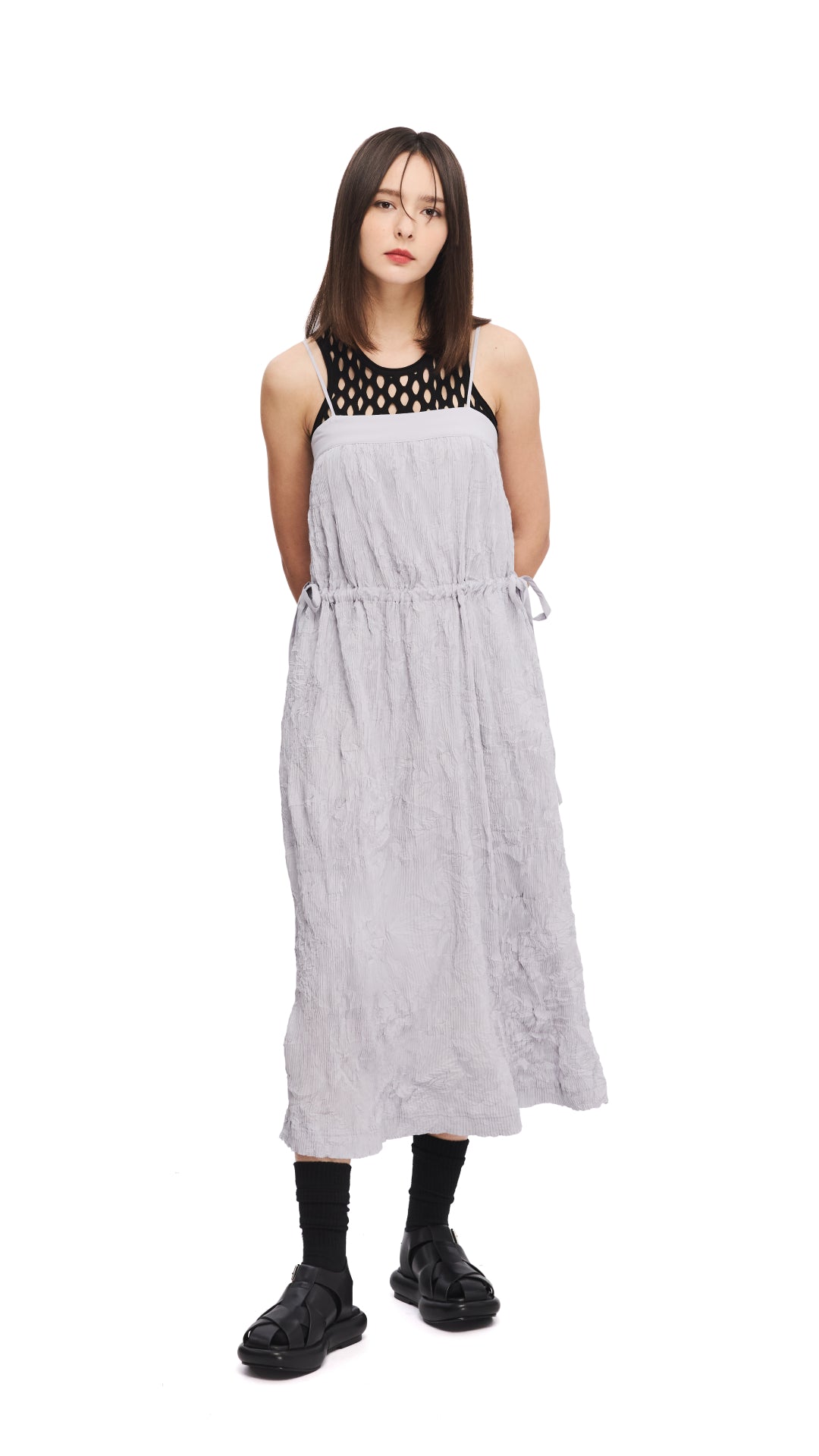 Elegant Crinkle Pleat Dress for Women - Flowy Summer Midi Dress with Ruffles | Perfect for Beach Vacations, Date Nights & Casual Outings