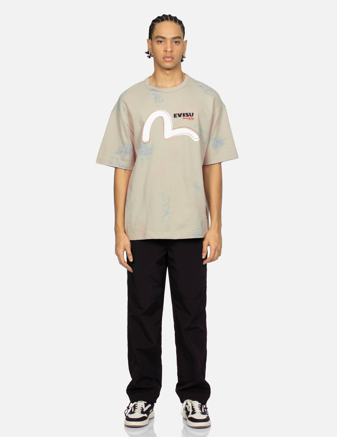 Seagull & Logo Print Loose Fit T-Shirt for Men - Comfortable Casual Graphic Tee for Beach Outings & Summer Streetwear