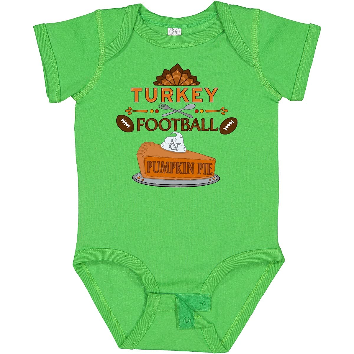 Inktastic Cute Turkey Football & Pumpkin Pie Baby Bodysuit - Soft Cotton Infant Onesie for Thanksgiving, Fall Holidays & Family Gatherings