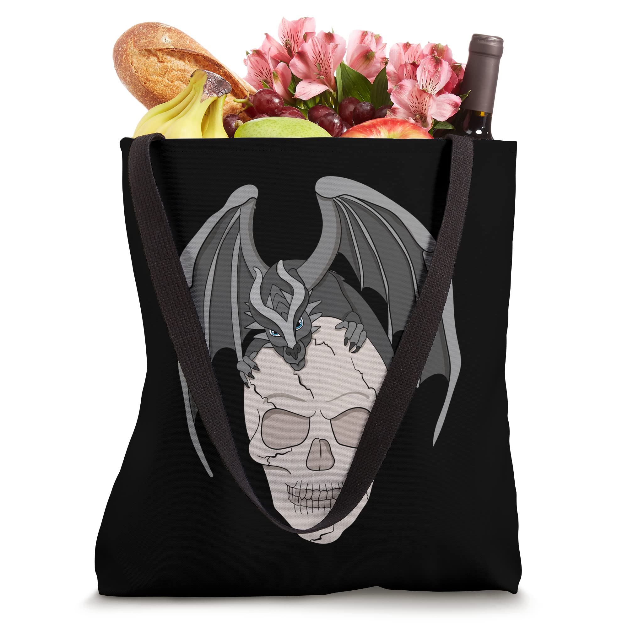 Skeleton Skull Tote Bag with Dragon for Gothic Fashion