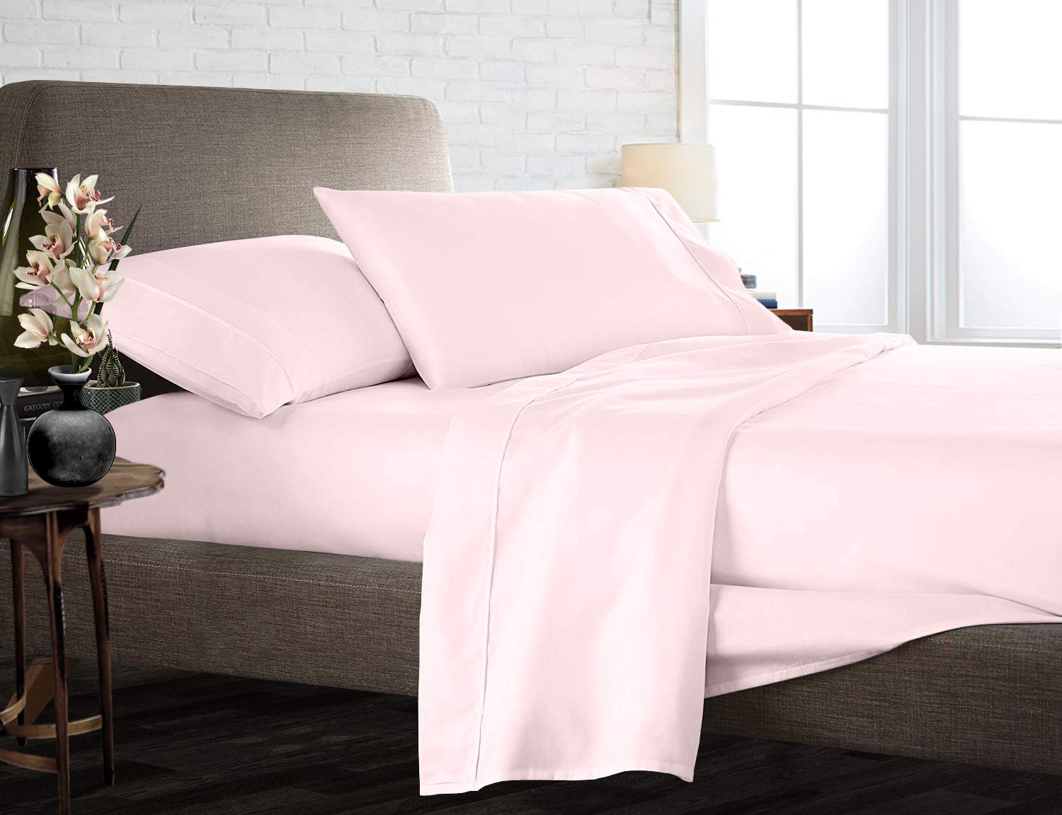 Premium 850-Thread-Count 100% Egyptian Cotton Bed Sheets Set - 4-Piece Twin XL Pink Solid Luxury Sheets for Deep Pocket Mattress (Up to 18