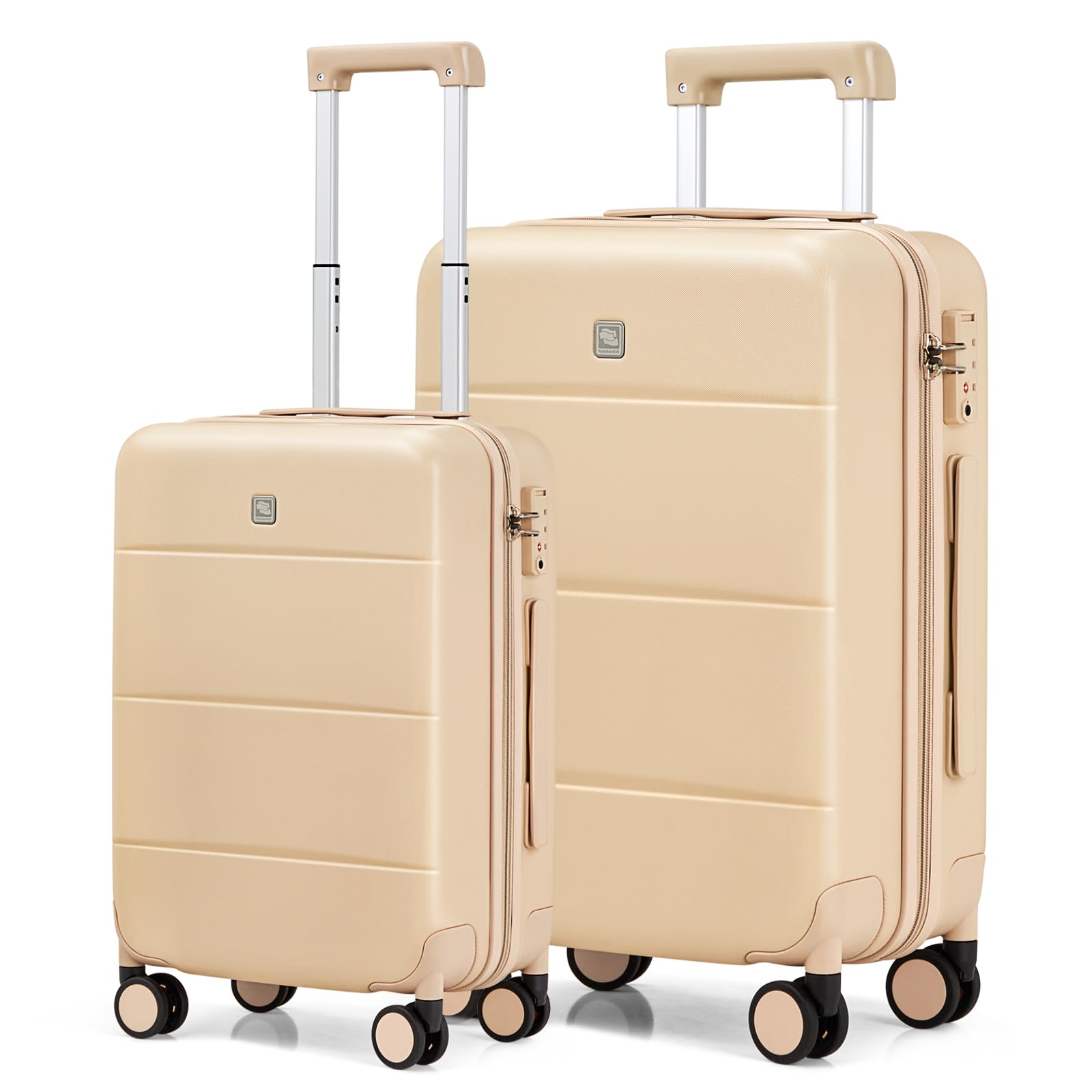 Hanke 2-Piece Hard Shell Luggage Set with Spinner Wheels - 20 & 26 Inch TSA Approved Checked Suitcases (Cuba Sand) | Perfect for International Travel, Business Trips & Family Vacations
