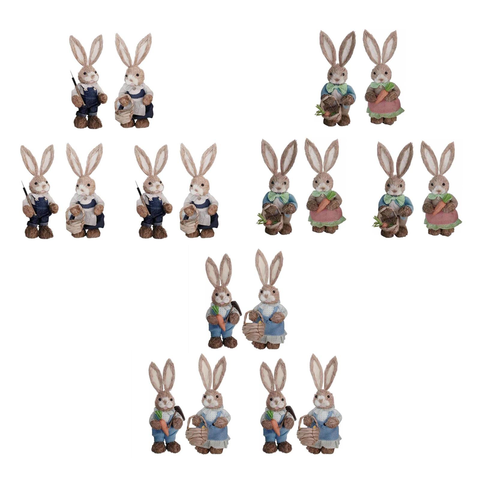 18Pcs Easter Bunny Decorations with Clothes - Standing Rabbit Statues for Home, Party, Wedding & Easter Decor - MagiDeal Cute Animal Figurines for Spring Celebration and Holiday Table Centerpiece