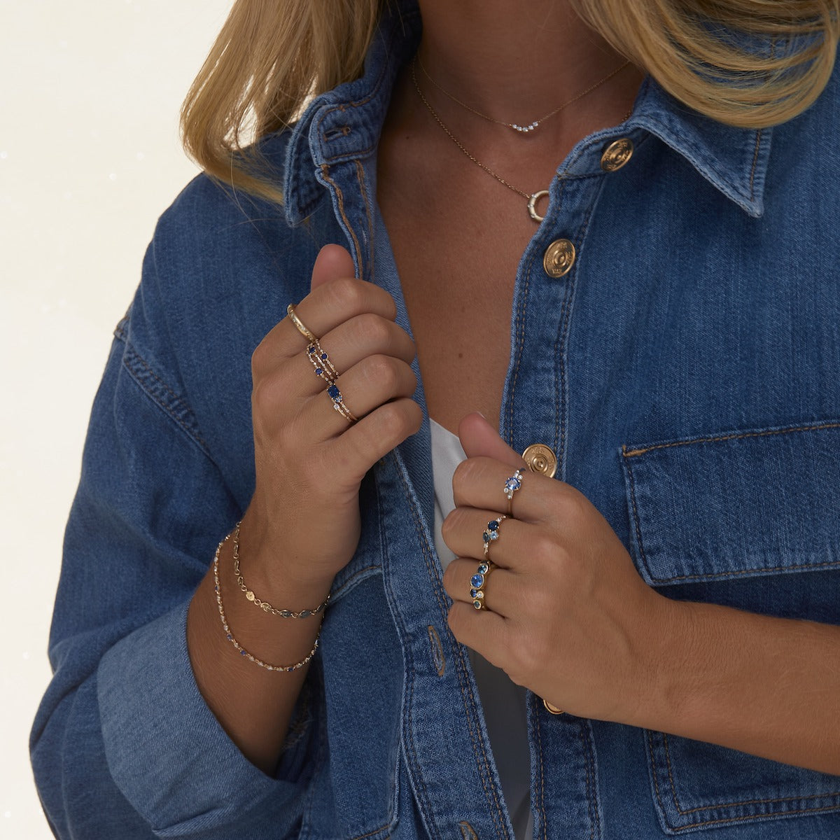 Starry Sapphire Triple Band Ring - Elegant Blue Gemstone Jewelry for Women - Perfect for Weddings, Anniversaries & Special Occasions