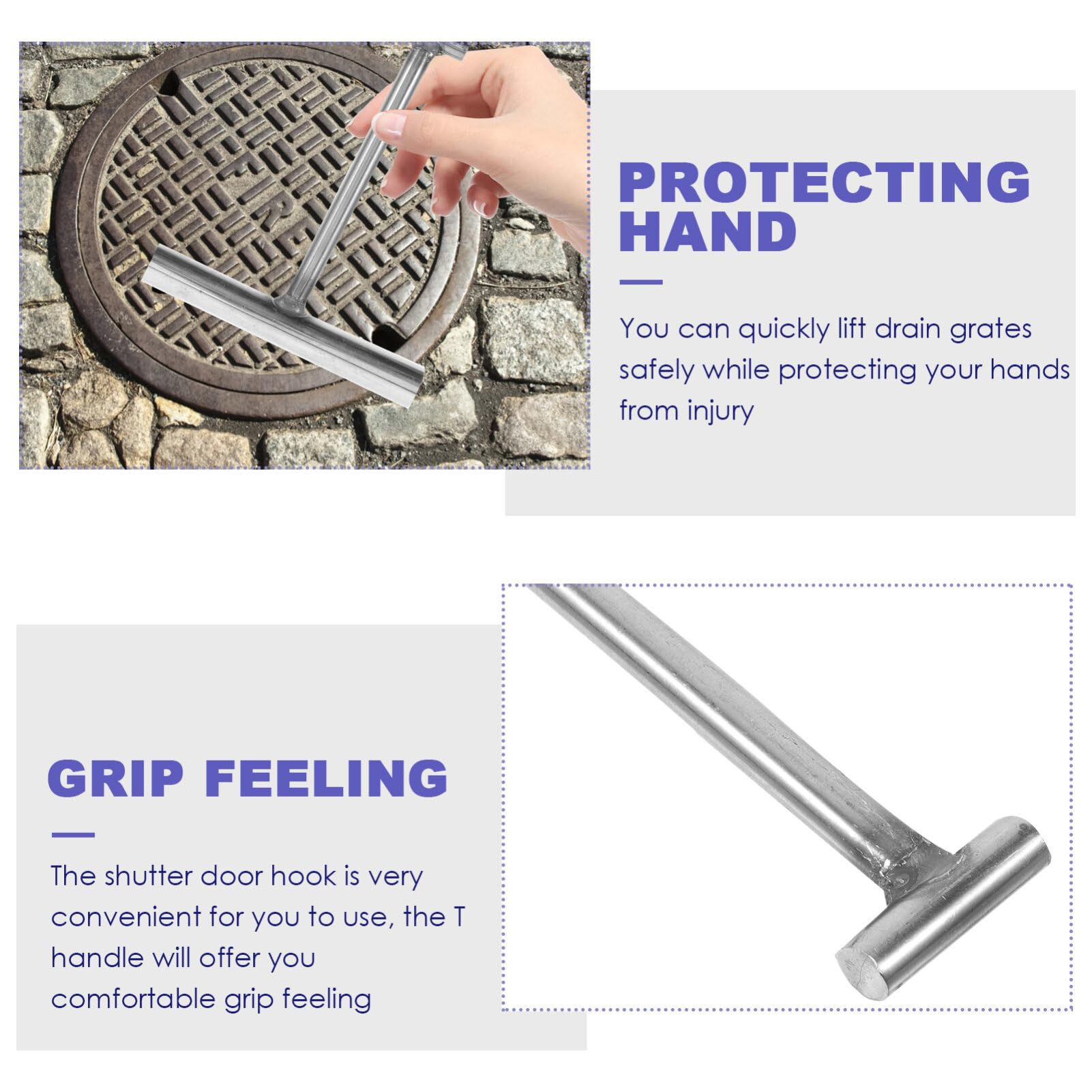 Healifty Heavy Duty Stainless Steel Wheel Pin Puller - Drain Cover Hooks, Manhole Cover Lifter & Boot Hooks - Durable Lifting Tool for Sewer Grates, Volume Gates & Utility Access - Perfect for Plumbing, Construction & Municipal Maintenance