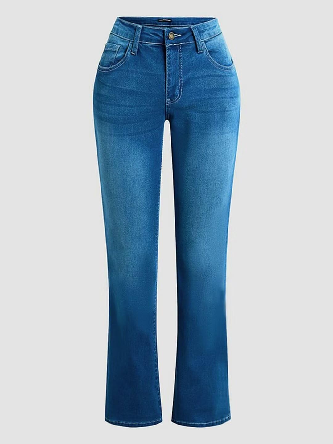 Flamingals Women's Mid Waist Bootcut Jeans - Trendy Cowgirl Denim Pants with Straight Leg Fit | Perfect for Western Style, Casual Wear & Country Fashion