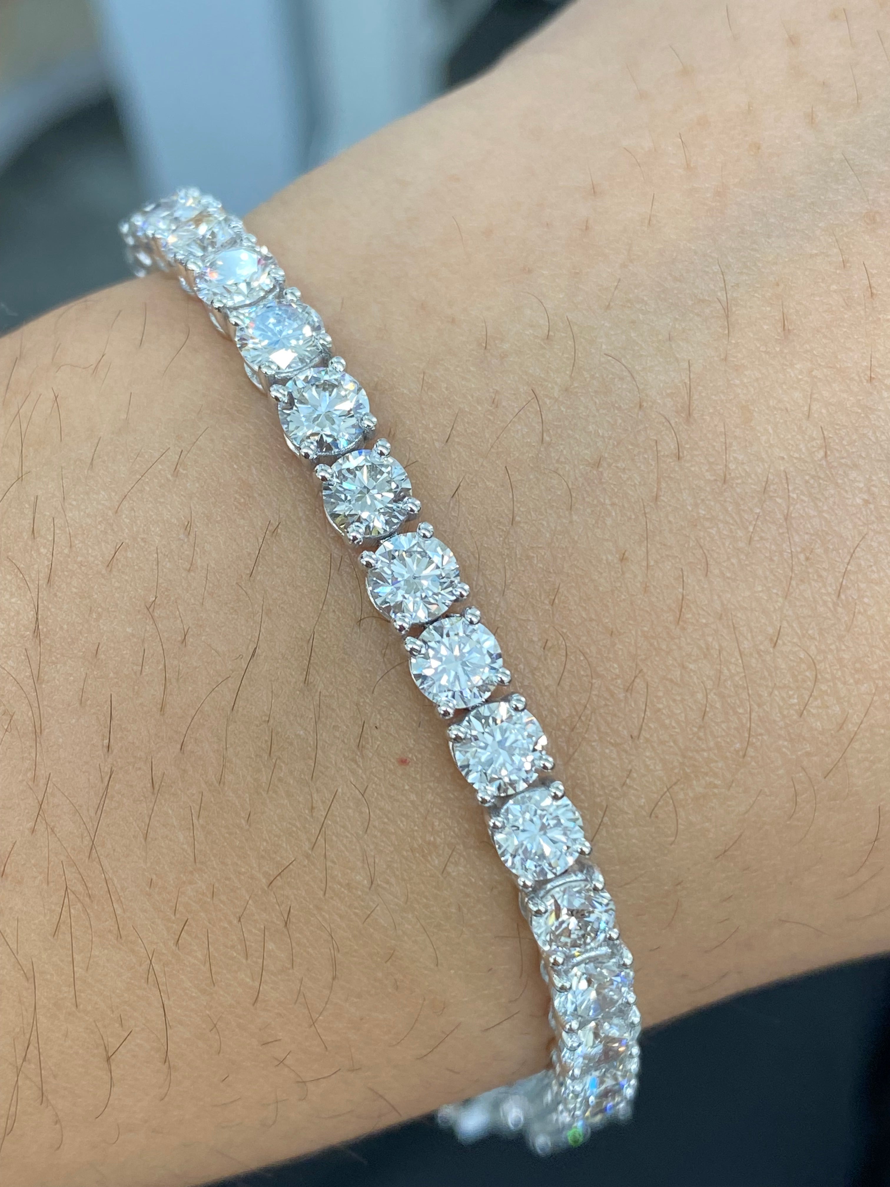 13.01 CT Lab-Created Tennis Bracelet for Women - Elegant Cubic Zirconia CZ Tennis Chain Bracelet for Wedding, Anniversary & Special Occasions
