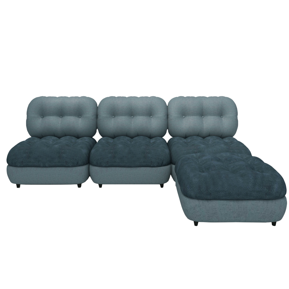 Marlow 3-Seater Modular Sofa with Ottoman - Modern Sectional Couch for Living Room, Lounge & Home Theater - Comfortable & Stylish Furniture for Small Spaces