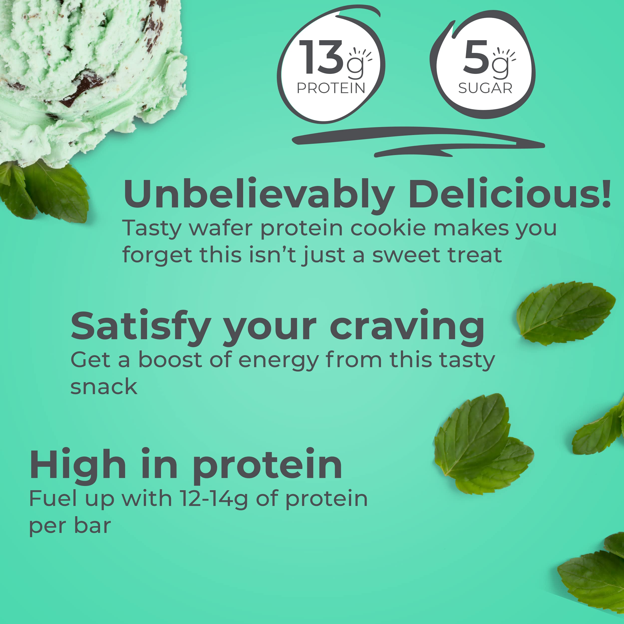 Power Crunch Protein Wafer Bars - 12 Pack of 1.4oz High Protein Snacks | Chocolate Mint Flavor | Keto Friendly, Low Carb Energy Bars for Gym, Hiking & On-the-Go Nutrition