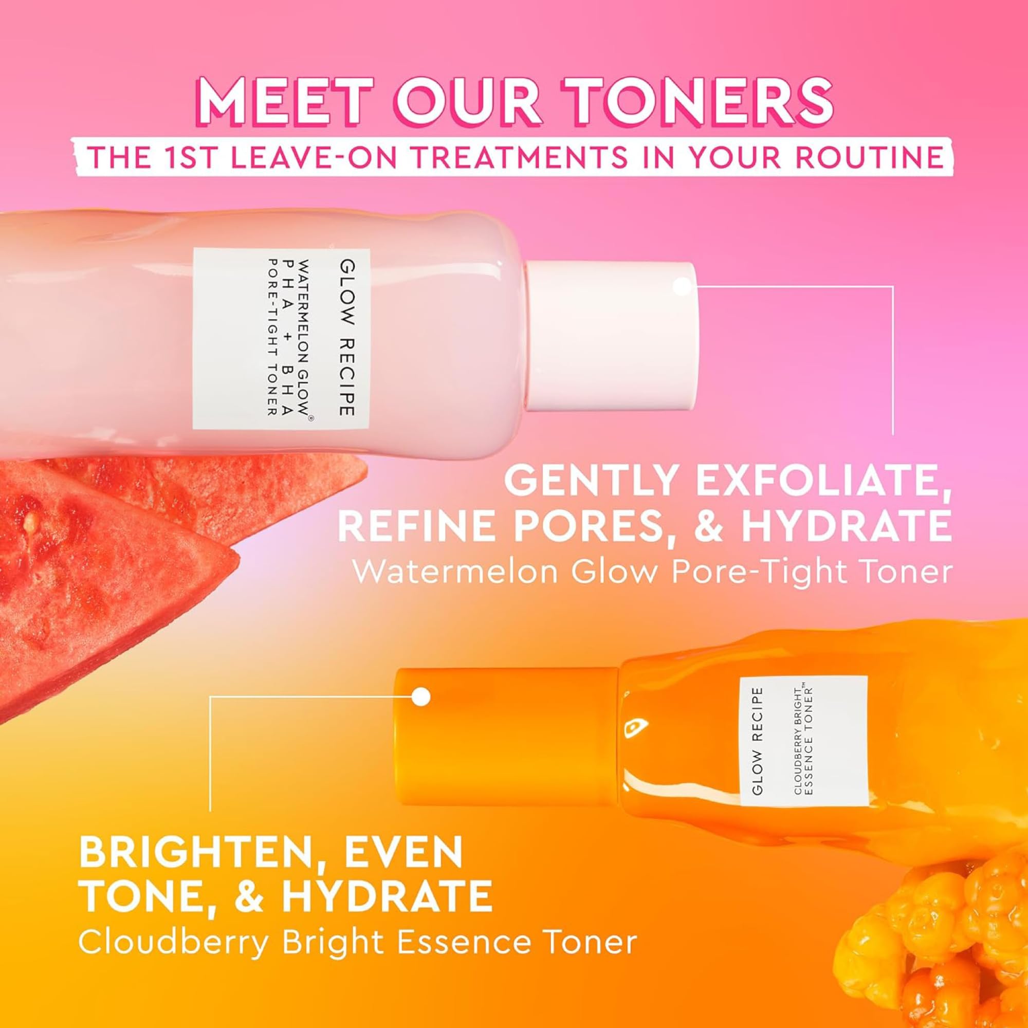 Glow Recipe Skincare Gift Set - Avocado Cleanser, Vitamin C Serum, Hydrating Toner, Guava Eye Cream, Hyaluronic Acid Moisturizer, Niacinamide Dew Drops, Strawberry BHA Serum with 2 Hair Clips (10-Piece Set) | Perfect for Daily Skincare Routine, Spa Day & Gift Giving
