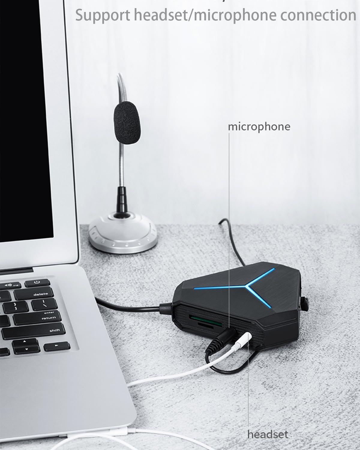 10-in-1 S24 USB Hub with Audio Adapter - 6 USB Ports & 3.5mm Headphone/Mic Jack - External Stereo Sound Card for Windows, Mac, Linux, PC, Laptops, Desktops & PS4 - Perfect for Home Office, Gaming & Multimedia Setups