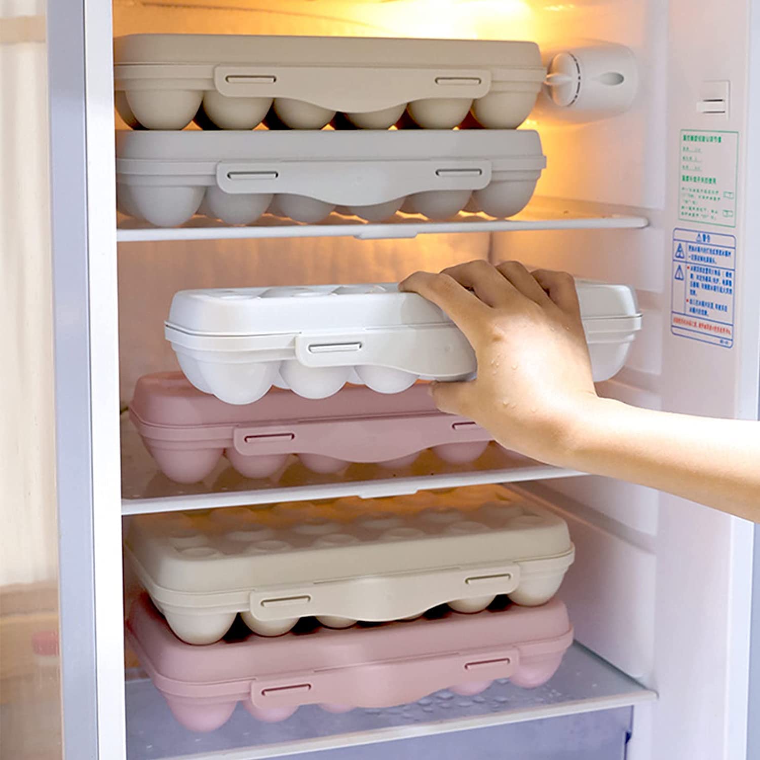 PRAYAS 18-Grid Reusable Plastic Egg Storage Organizer with Lid - Pink Kitchen Egg Holder, Egg Box Container for Refrigerator & Pantry Organization - Perfect for Farm Fresh Eggs, Breakfast Meal Prep & Baking Needs