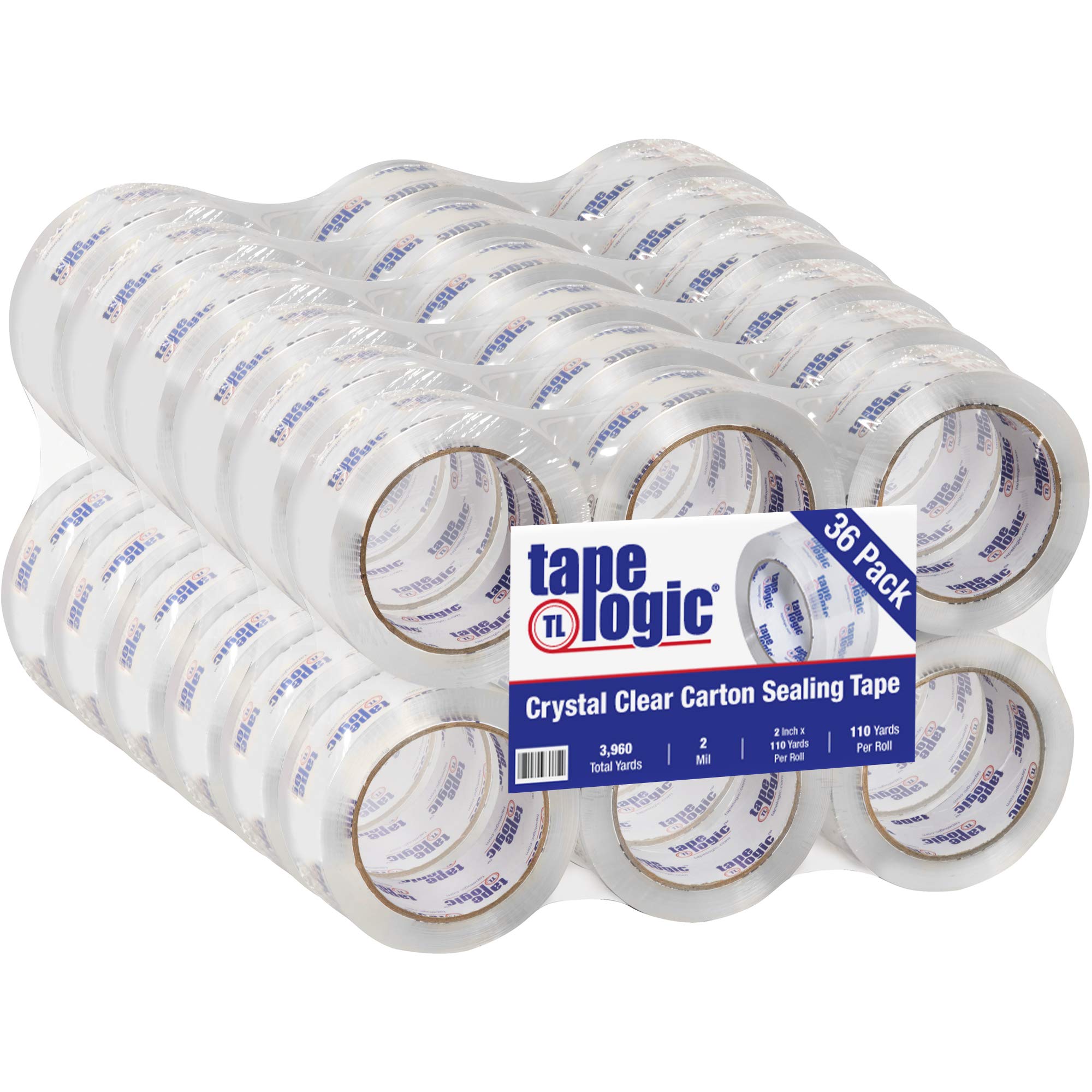 Tape Logic 2 Inch x 110 Yards Clear Packing Tape - 2 Mil Thick, 36 Rolls Bulk Pack - Heavy Duty Shipping, Moving & Office Supplies - Perfect for Box Sealing, Storage & Packaging