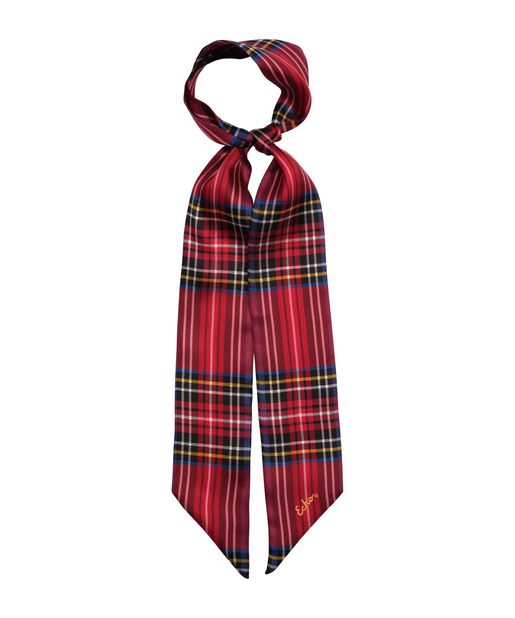 Elegant Plaid Silk Ribbon Scarf for Women - Soft & Lightweight Fashion Accessory - Perfect for Office, Parties & Special Occasions