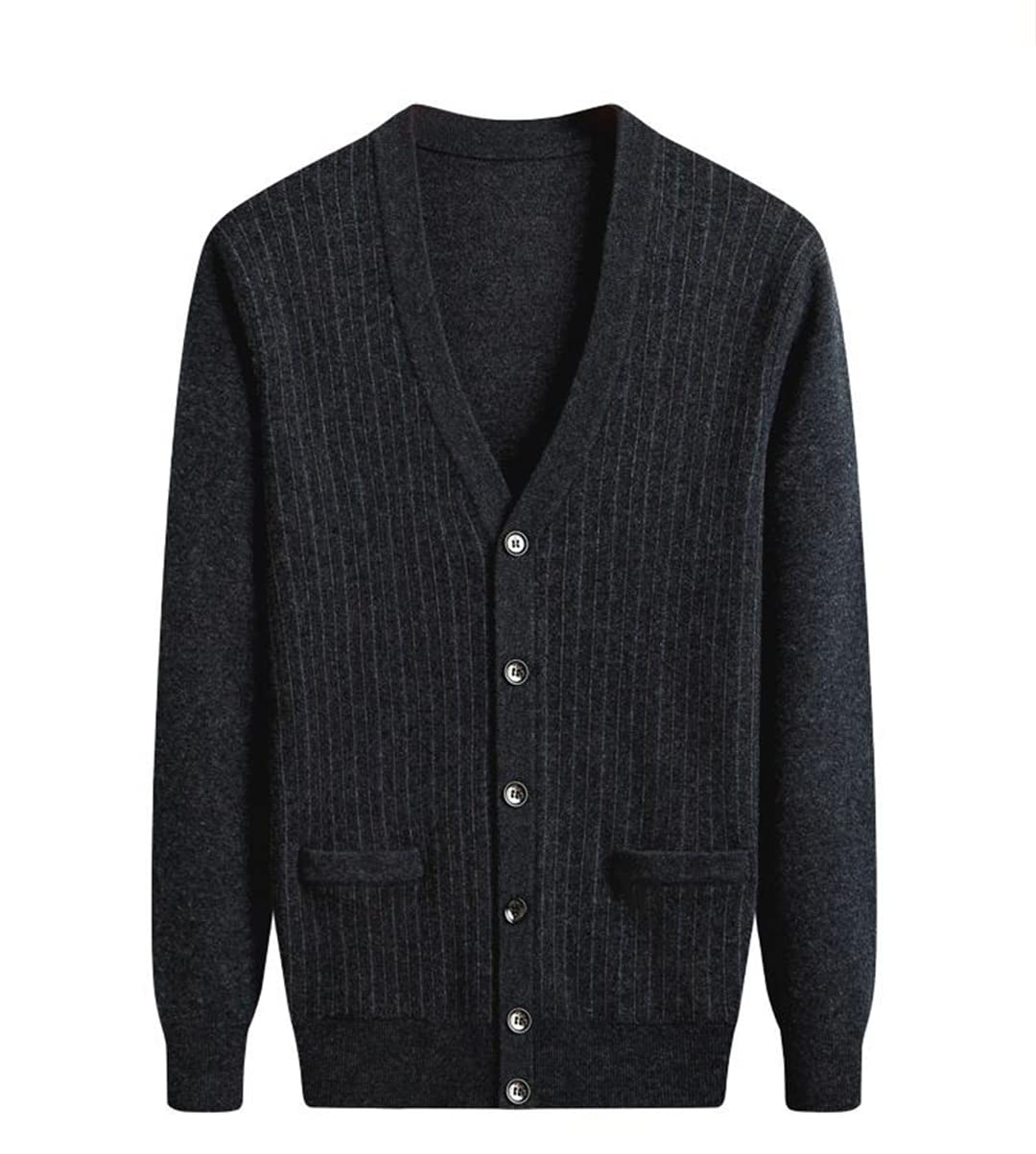 Premium Cashmere Men's V-Neck Knit Sweater Cardigan Coat - Soft & Warm for Spring & Fall - Perfect for Office, Casual Wear & Outdoor Activities