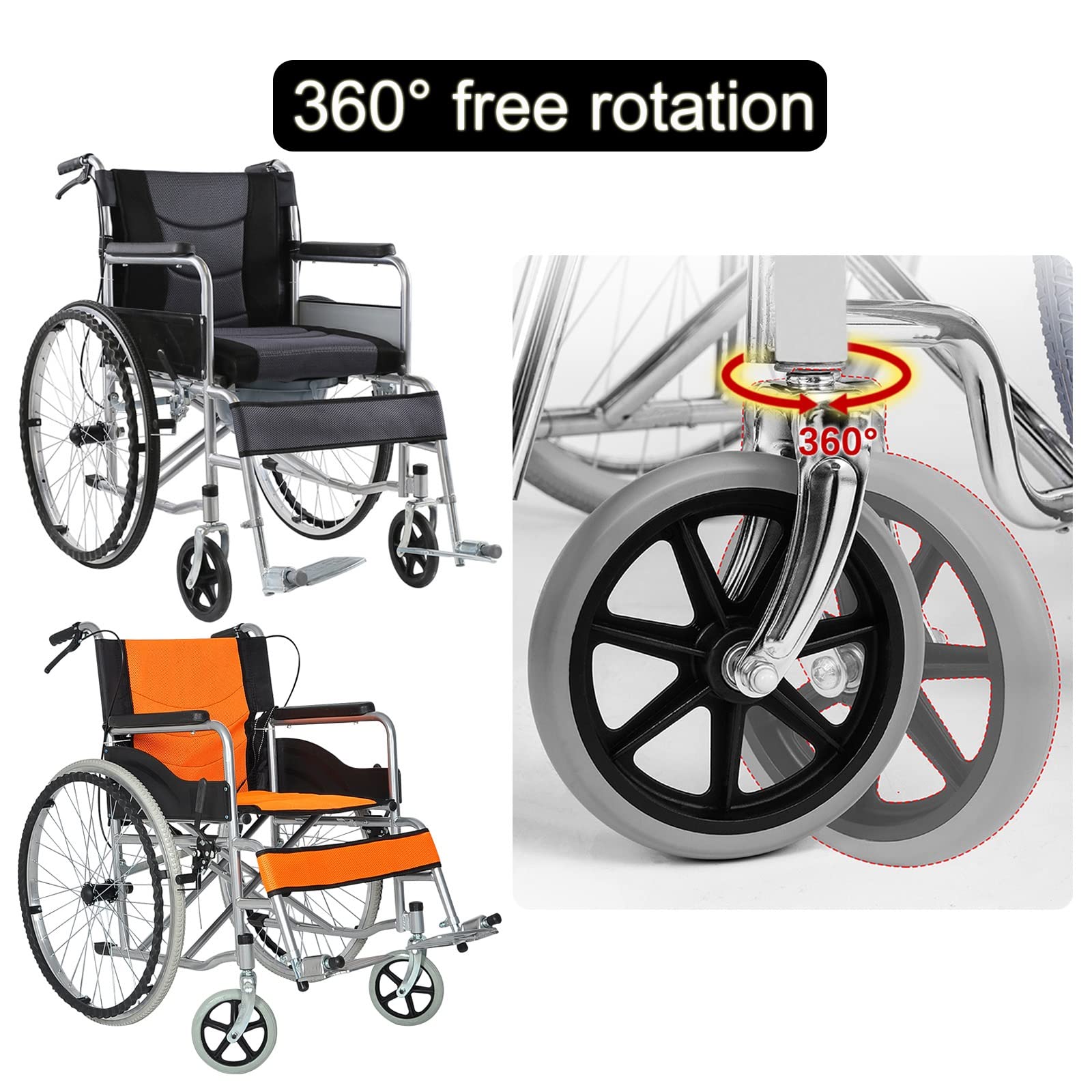 LIGUOYI 2-Pack Wheelchair Caster Wheels with Front Forks - 6