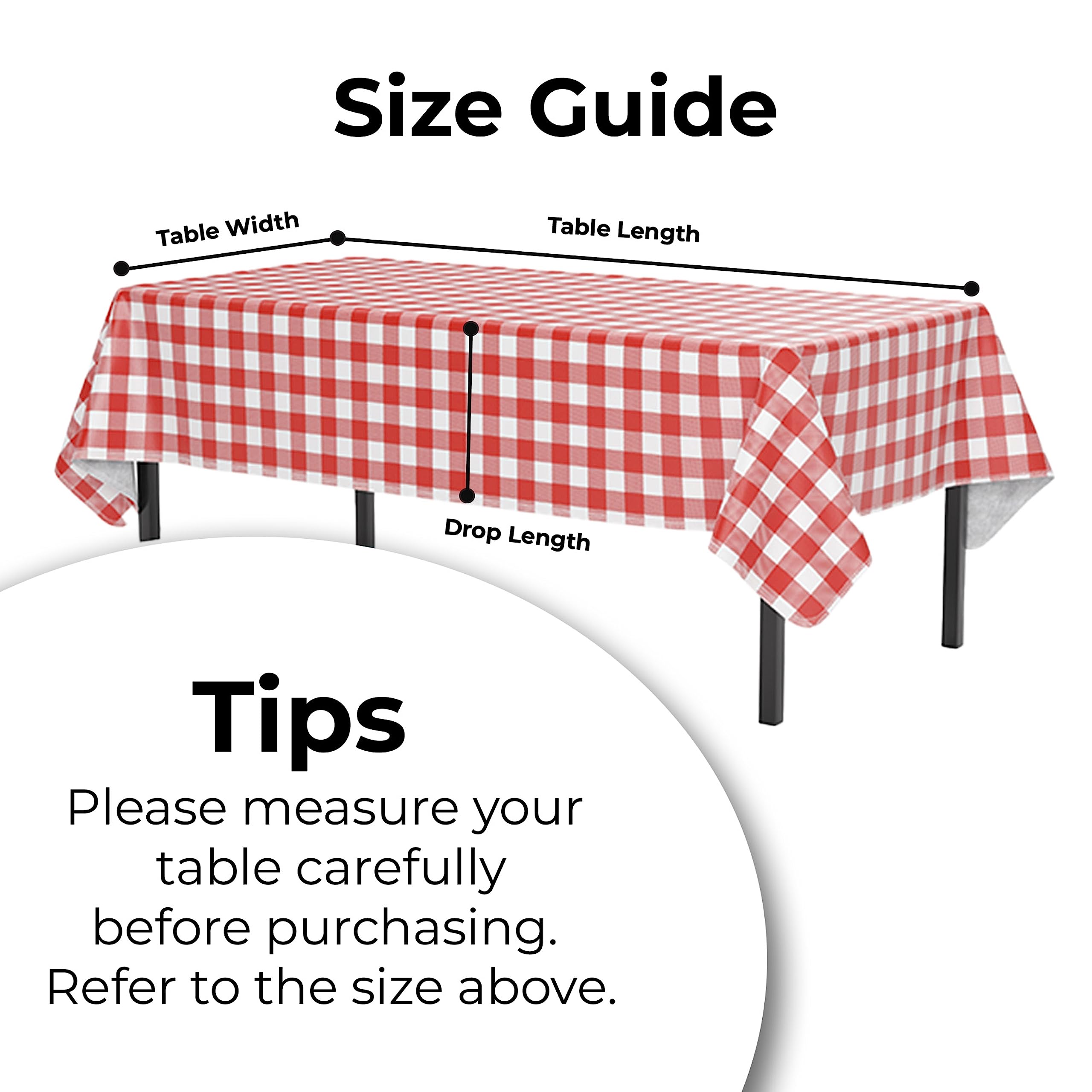 Red Gingham Checkerboard Vinyl Tablecloths - 54