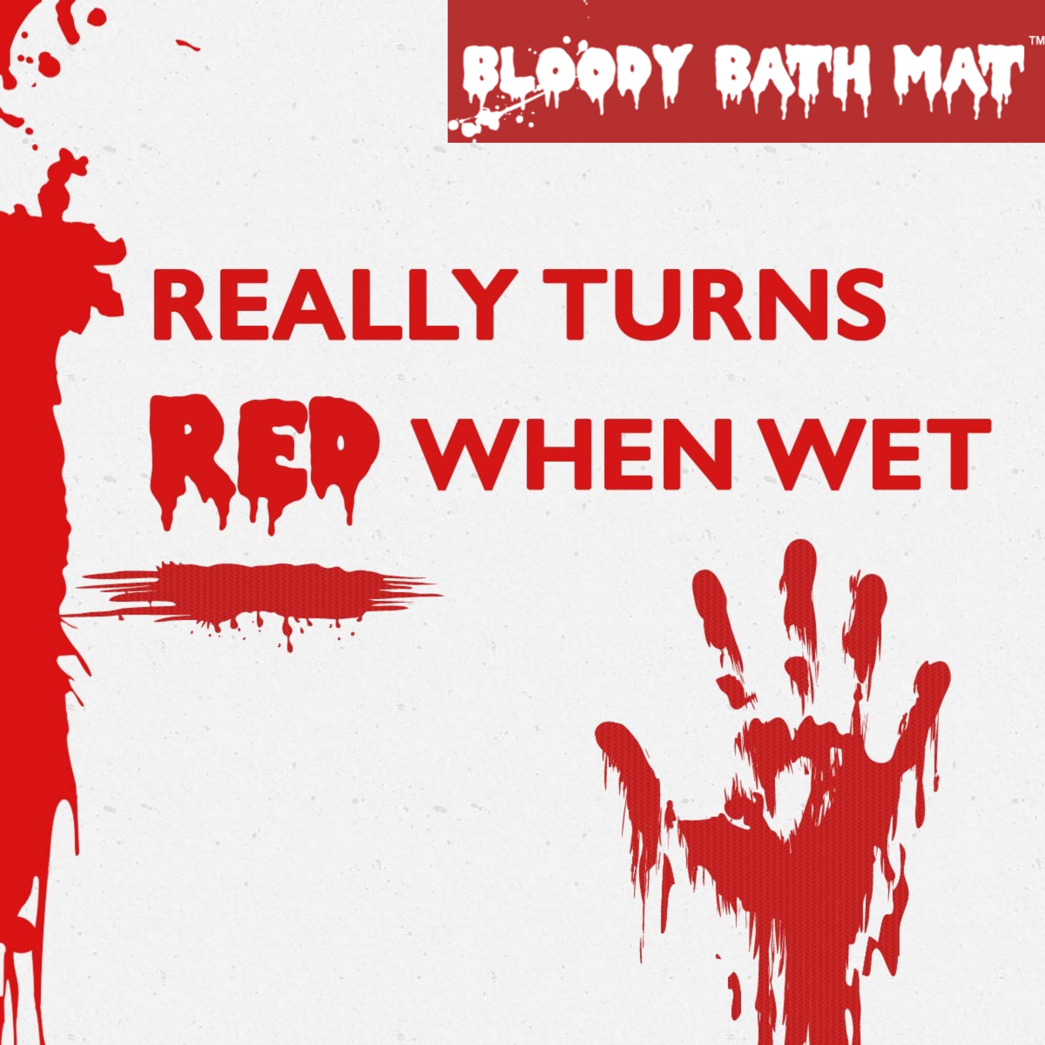 Bloody Mat - Red Wet Vinyl Floor Mat for Bathroom & Kitchen, Non-Absorbent 13x22 Inches - Magic Disappearing Footprints for Home Safety & Fun (Great for Halloween, Prank Gifts & Wet Areas)