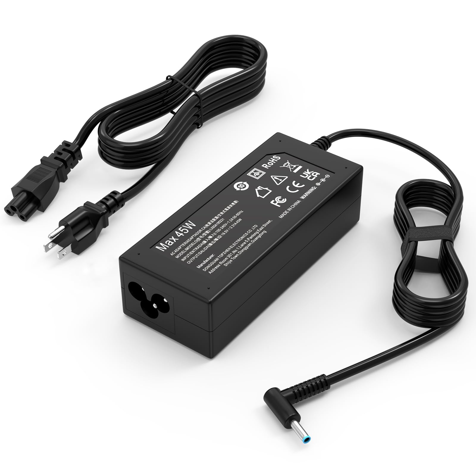 HP Laptop 45W Smart Blue Tip Power Adapter Replacement - Perfect for Home, Office & Travel Charging