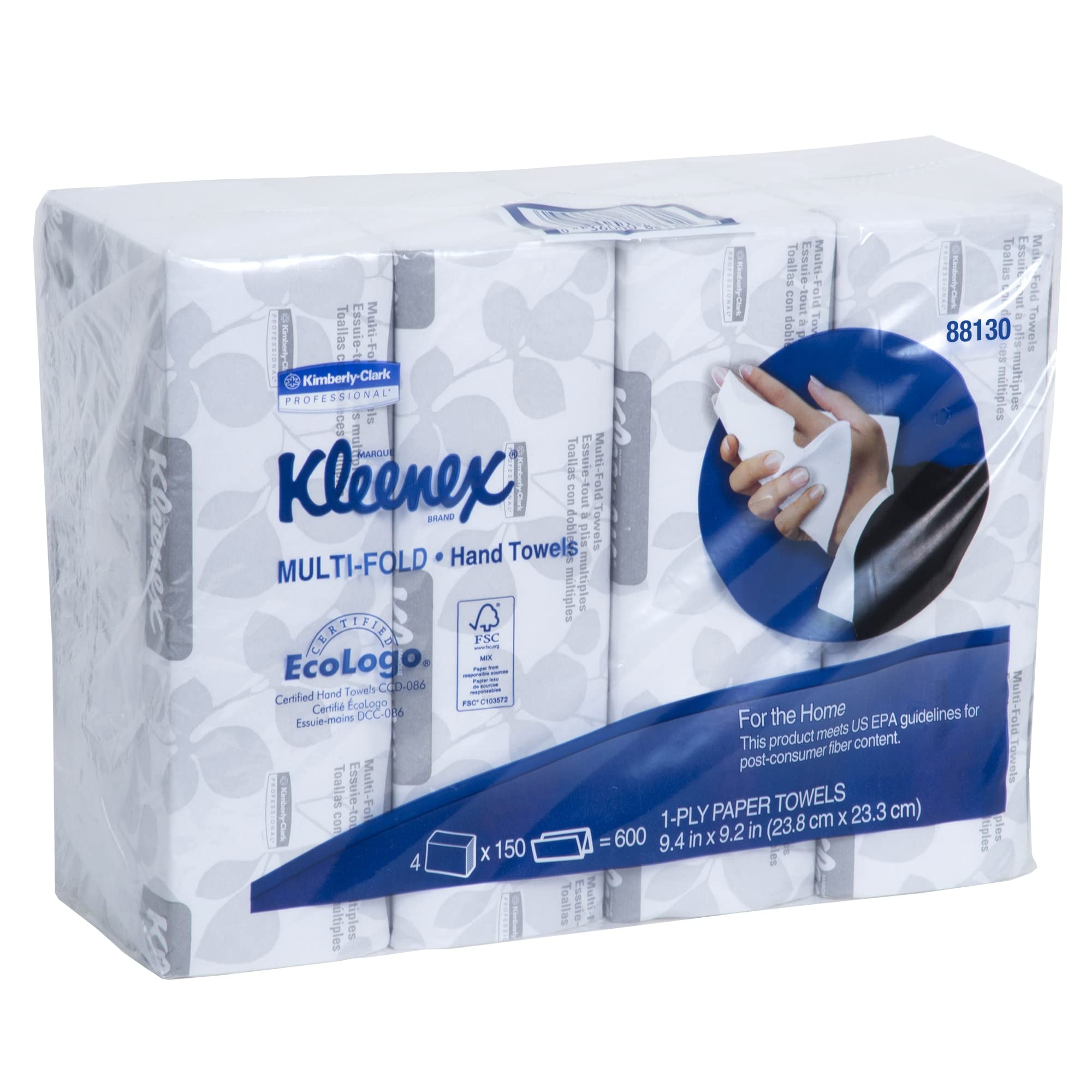Kleenex Multifold Hand Towels - 150 Towels per Sleeve, 4 Sleeves (600 Towels Total) | Premium Absorbent Paper Towels for Bathrooms, Kitchens & Offices