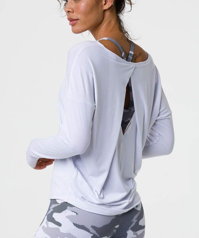 Onzie Hot Yoga Diamond Back Top 3129 - Breathable Women's Workout Shirt for Bikram & Power Yoga - White, Size L - Perfect for Yoga Studios & Fitness Classes