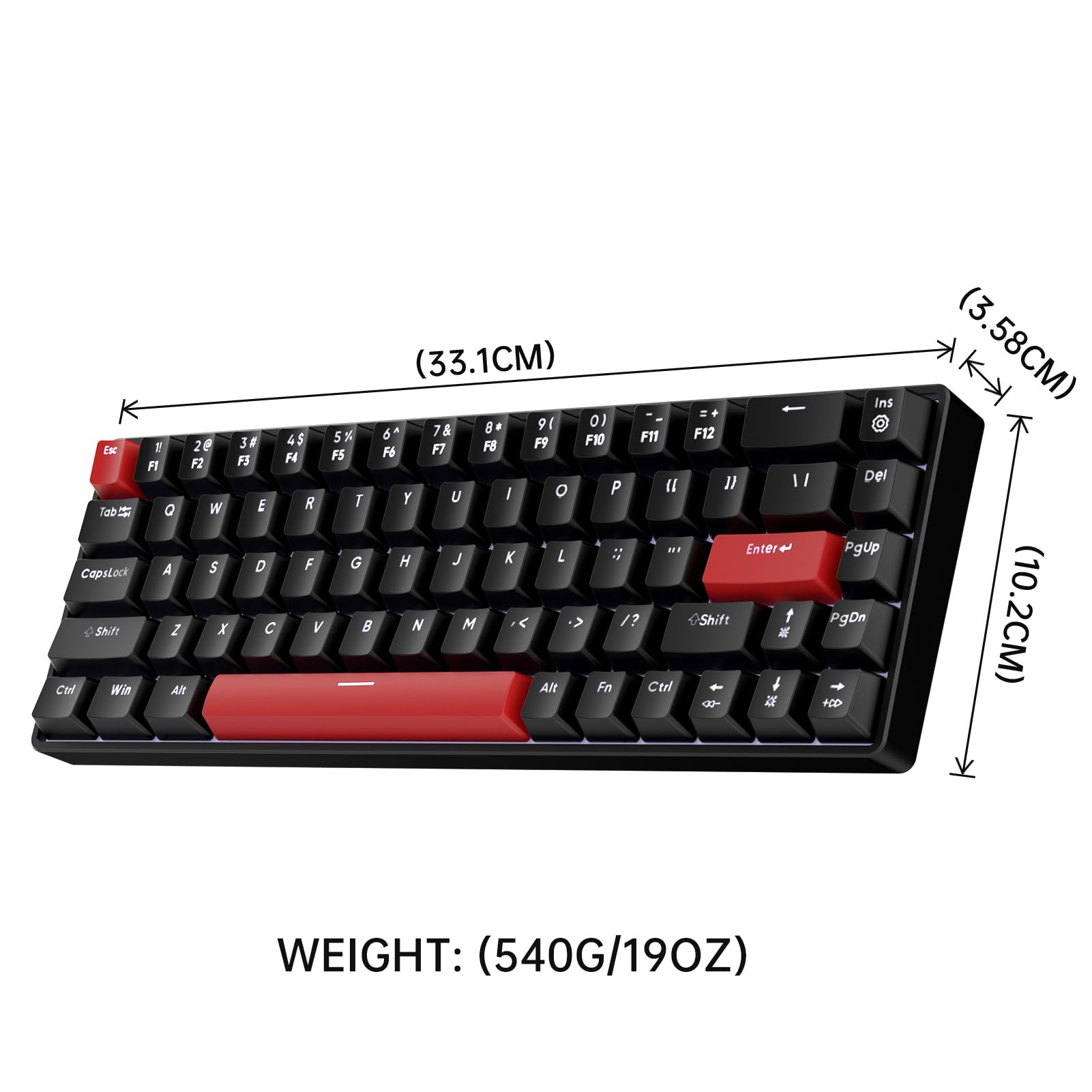 FFJ 60% Compact Mechanical Gaming Keyboard - 68 Keys with Linear Red Switches, Anti-Ghosting, White LED Backlight - Wired USB for Windows PC, Mac, Laptop Gamers (Black) | Perfect for Esports, Office Work & Small Desk Spaces