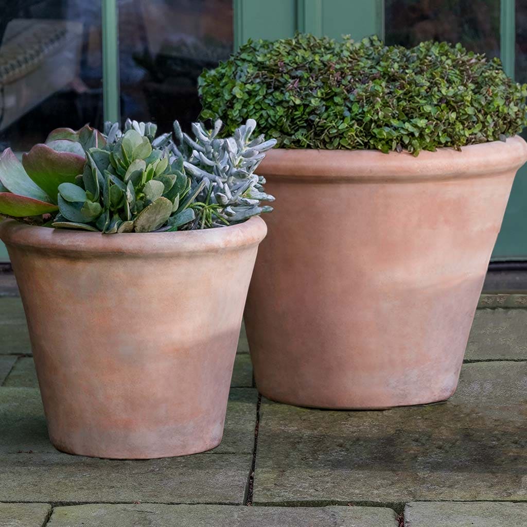 Campania International Cortona Large Terra Cotta Planter Set of 2 – Outdoor Garden Decor for Patio, Porch & Landscaping