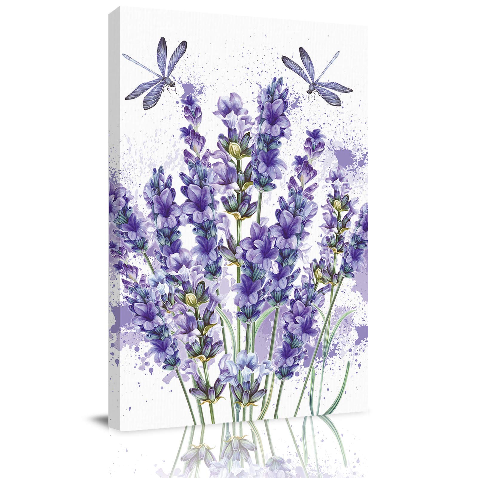 Modern Purple Lavender Dragonfly Wall Art - Framed Canvas Painting Print 24x36 Inch - Ready to Hang for Living Room, Bedroom & Bathroom Decor - Perfect for Home, Office & Spa Relaxation Spaces