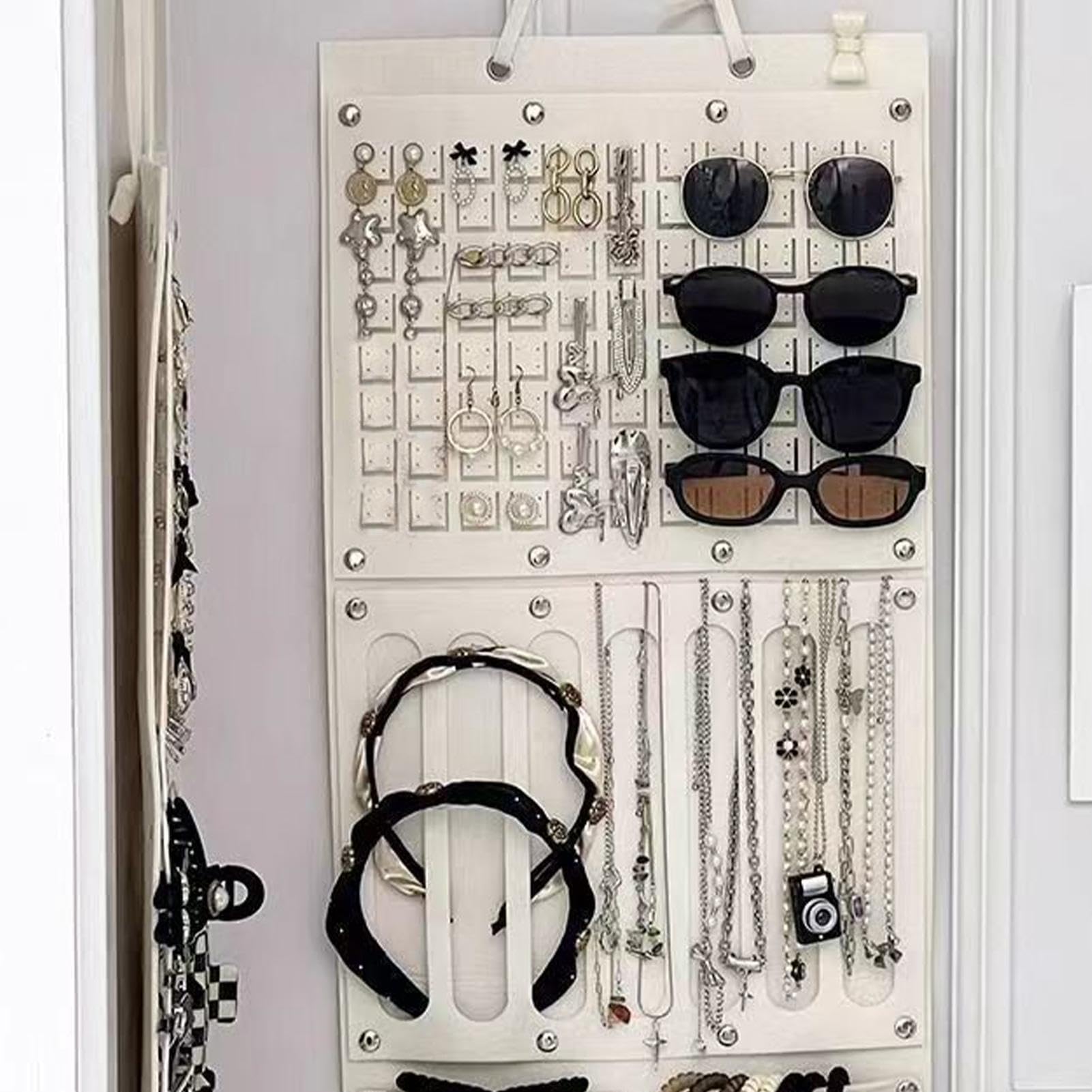 Girls Hair Accessories Organizer - Large Felt Wall Mount Storage Bag for Hair Ties, Clips & Jewelry | Perfect for Bedroom, Bathroom & Travel Organization